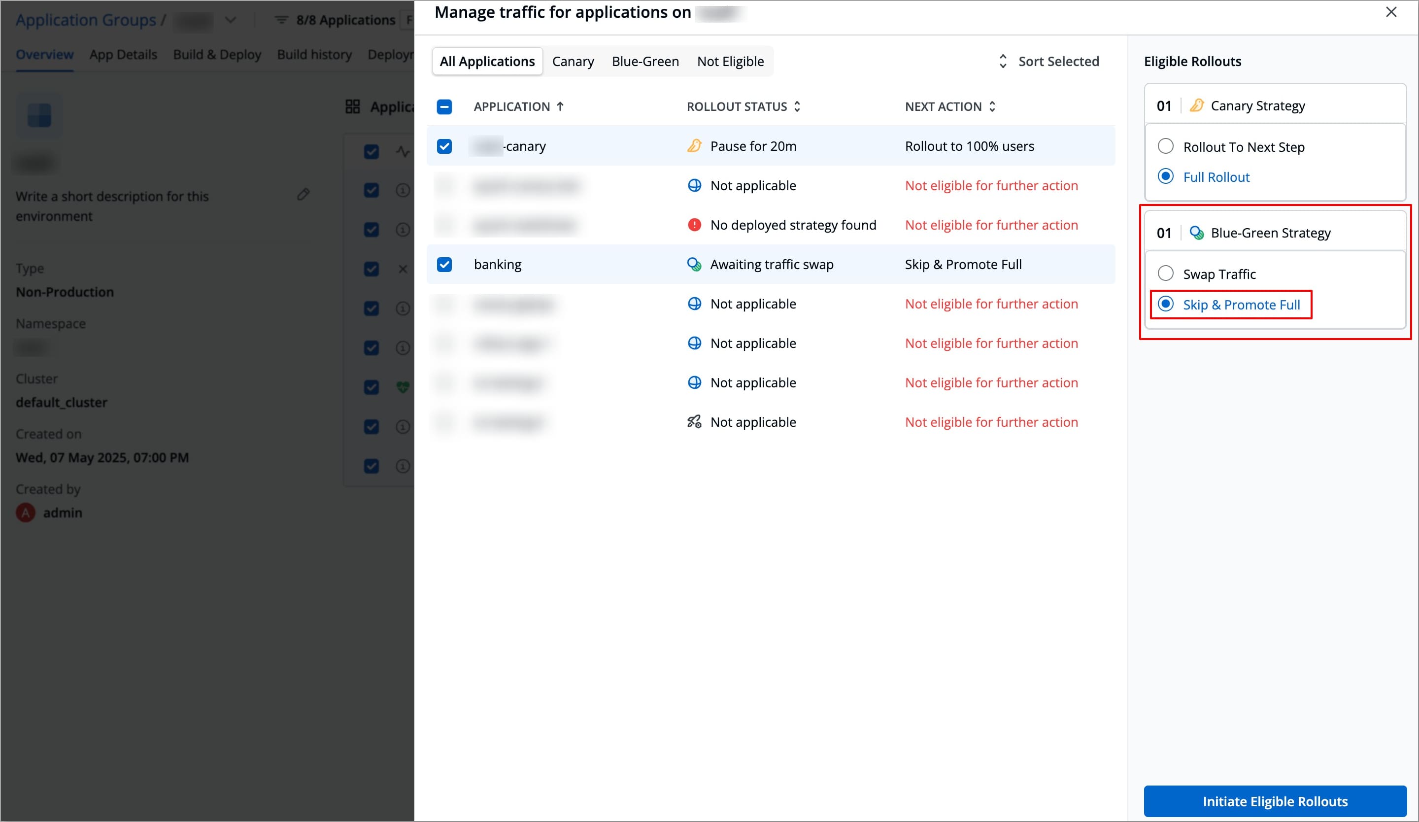 Figure 25: Selecting 'Skip & Promote Full'