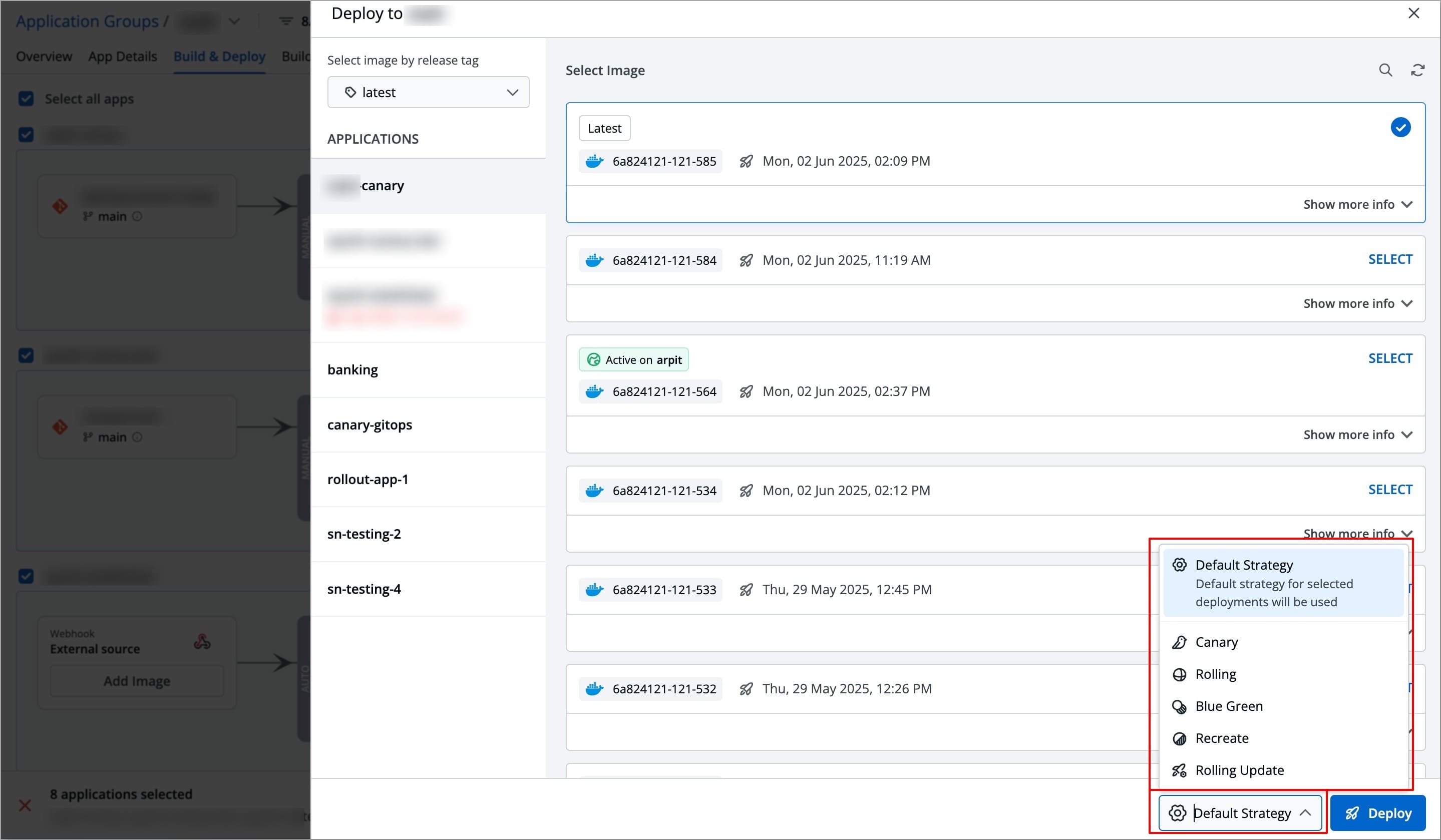 Figure 18: Selecting Deployment Strategy