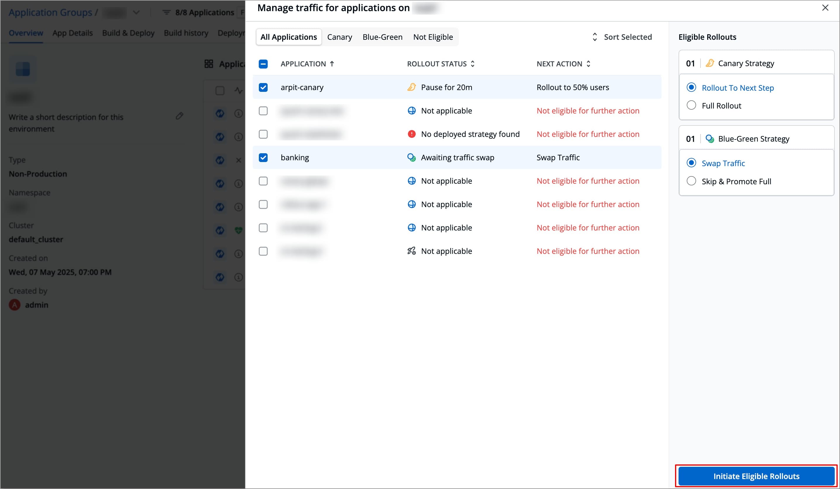 Figure 26a: Clicking 'Initiate Eligible Rollouts'