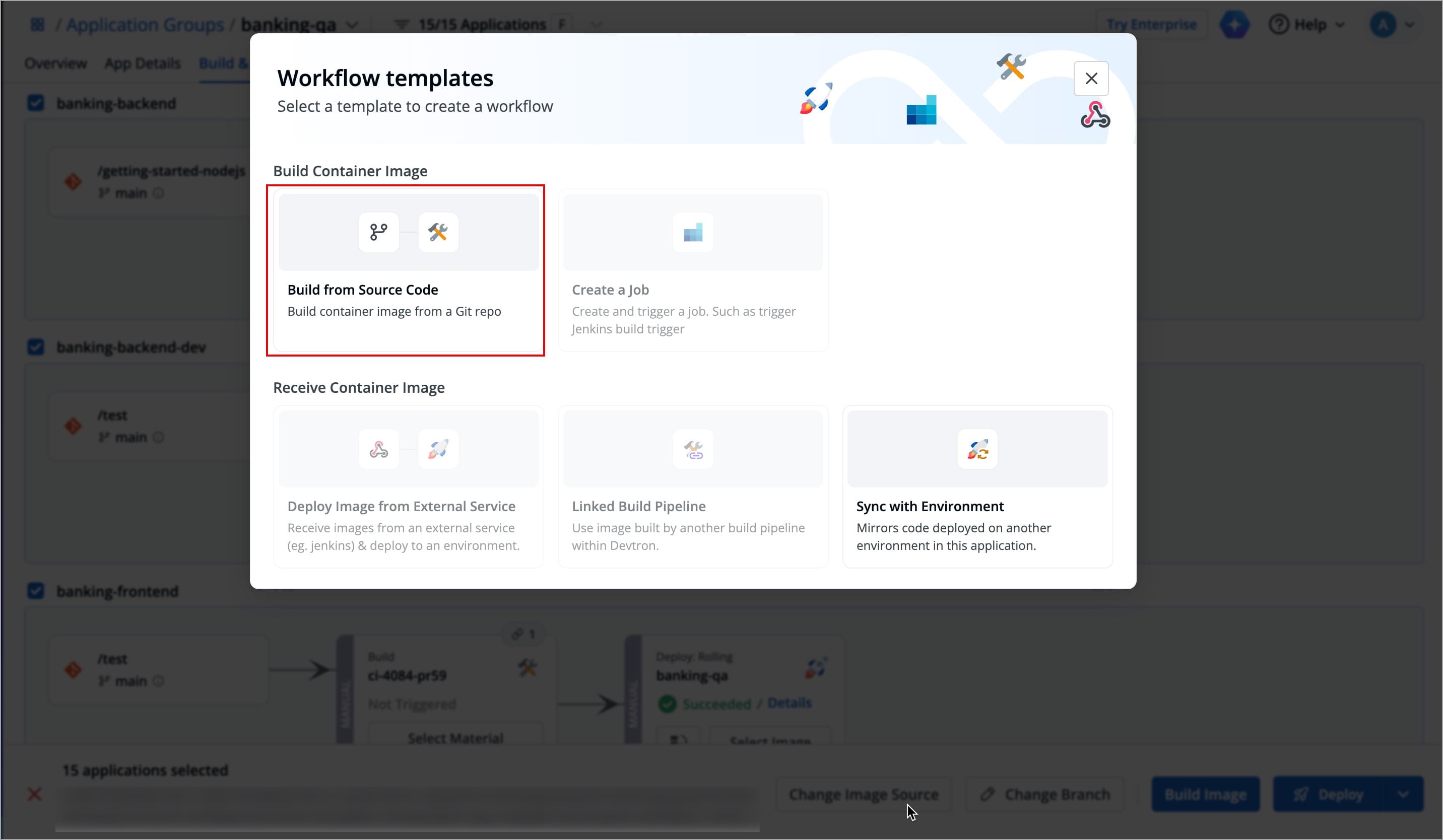 Figure 53a: Selecting 'Build From Source'