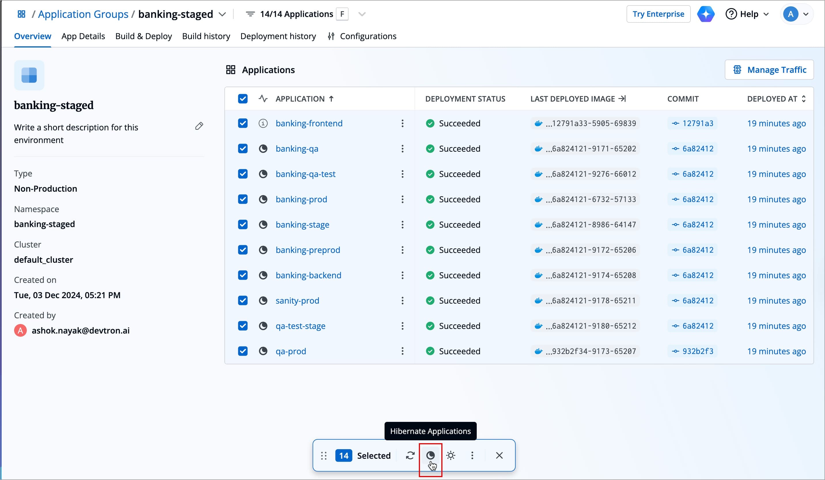 Figure 34: Selecting Apps to Hibernate
