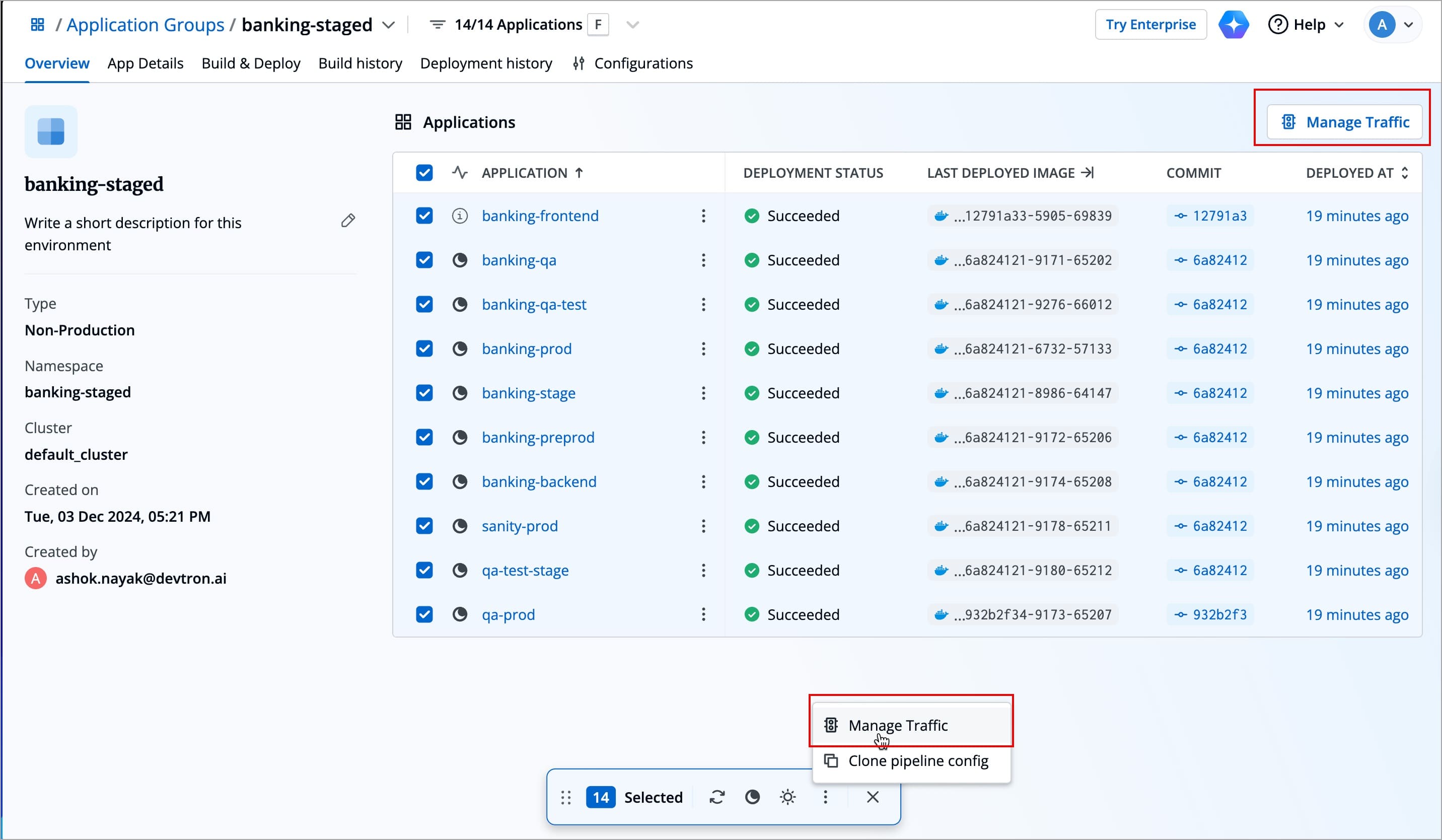 Figure 22: Selecting Managing Traffic