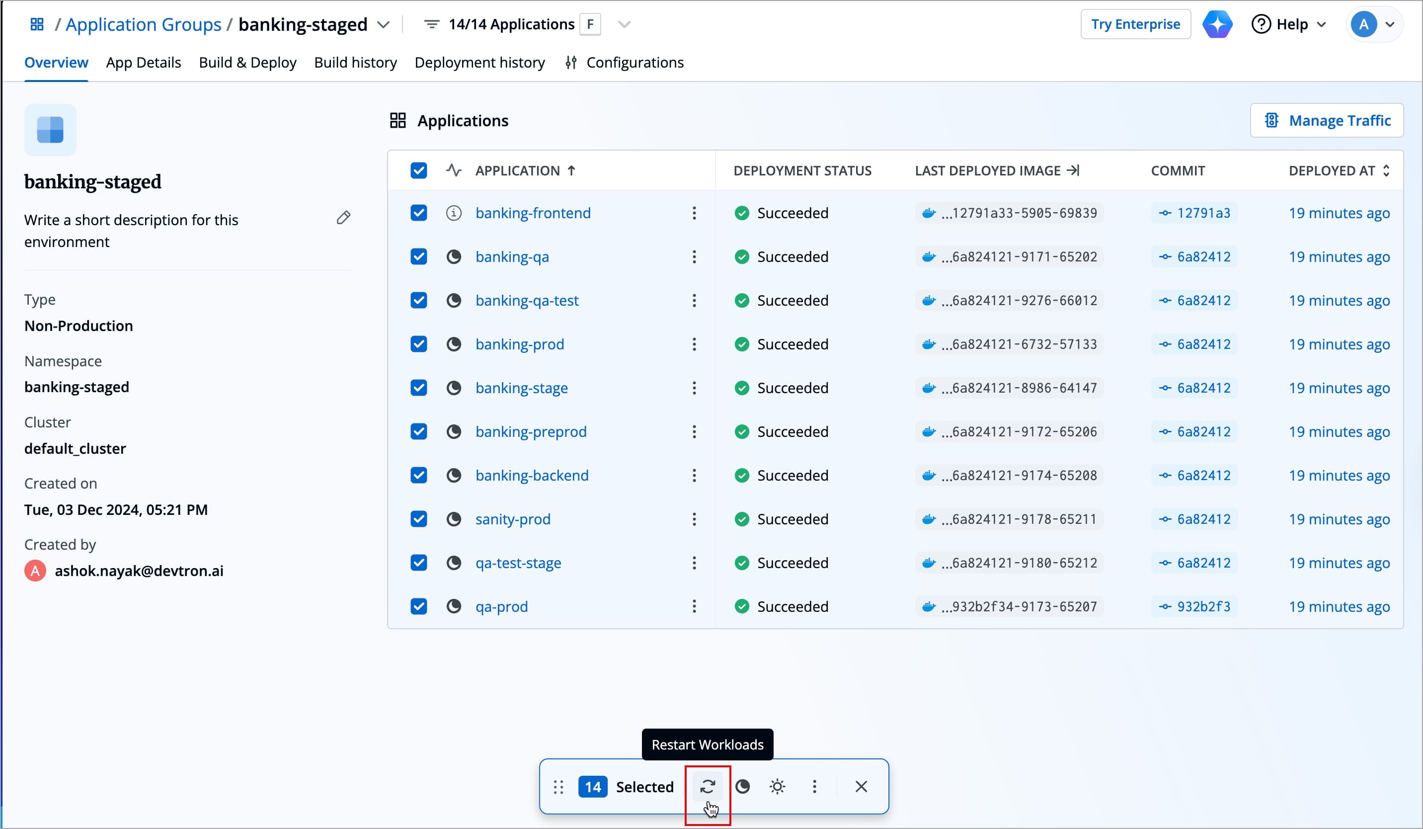 Figure 40: Selecting Apps to Restart