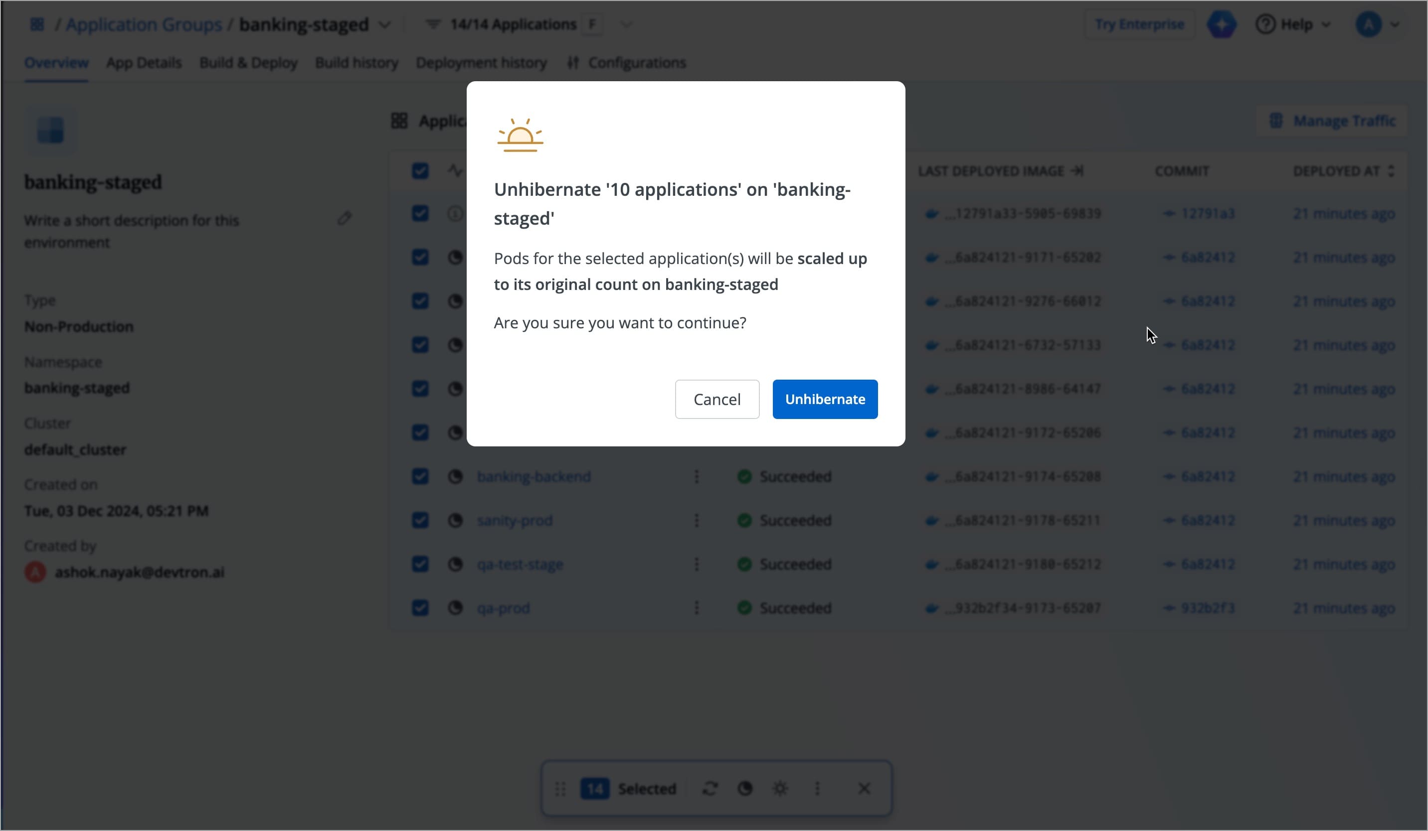 Figure 38: Confirming Unhibernation