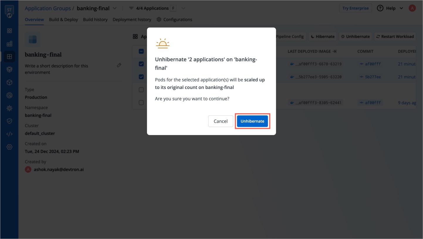 Figure 19b: Confirming Unhibernation