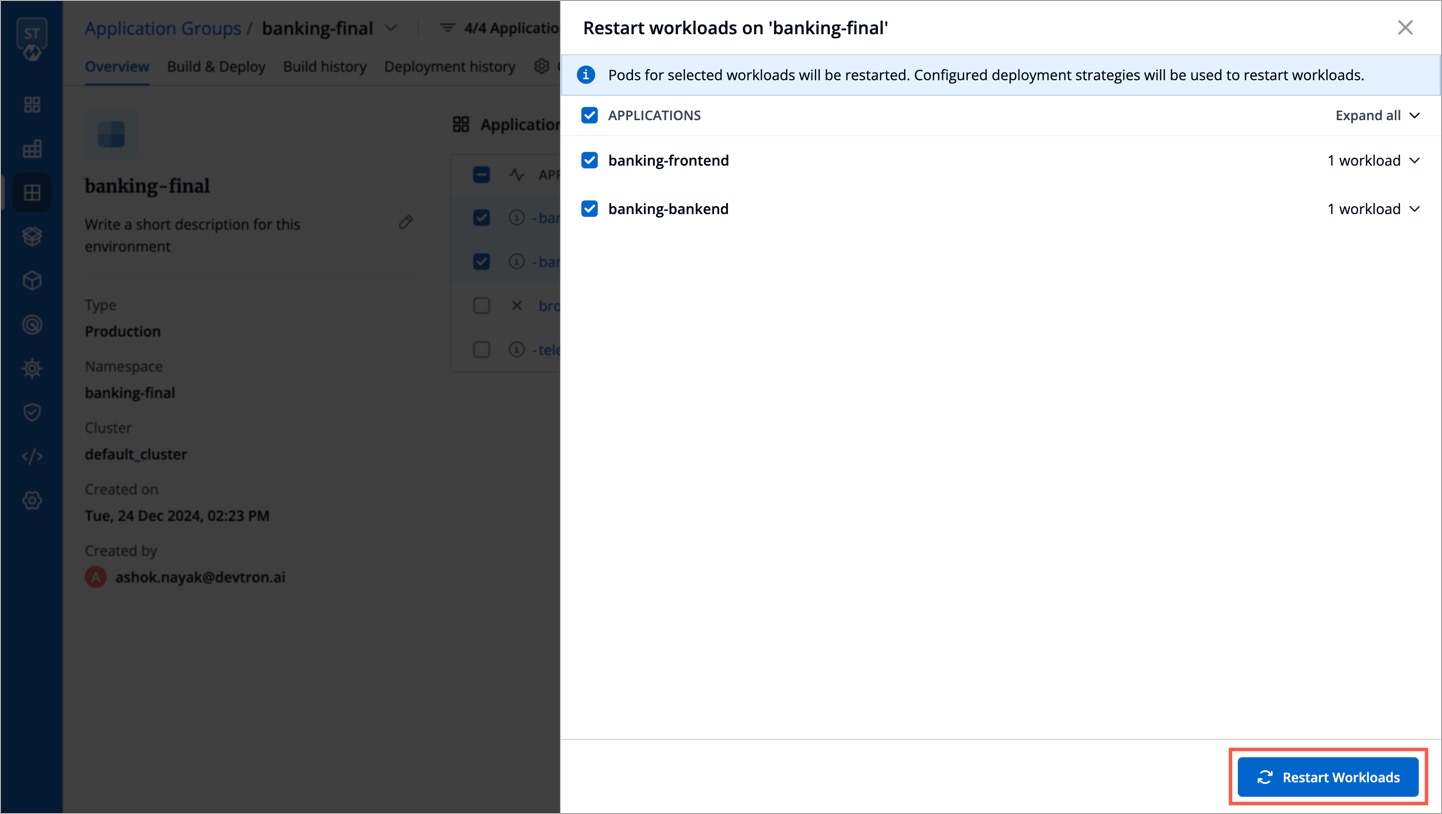 Figure 43: Restarting Workloads