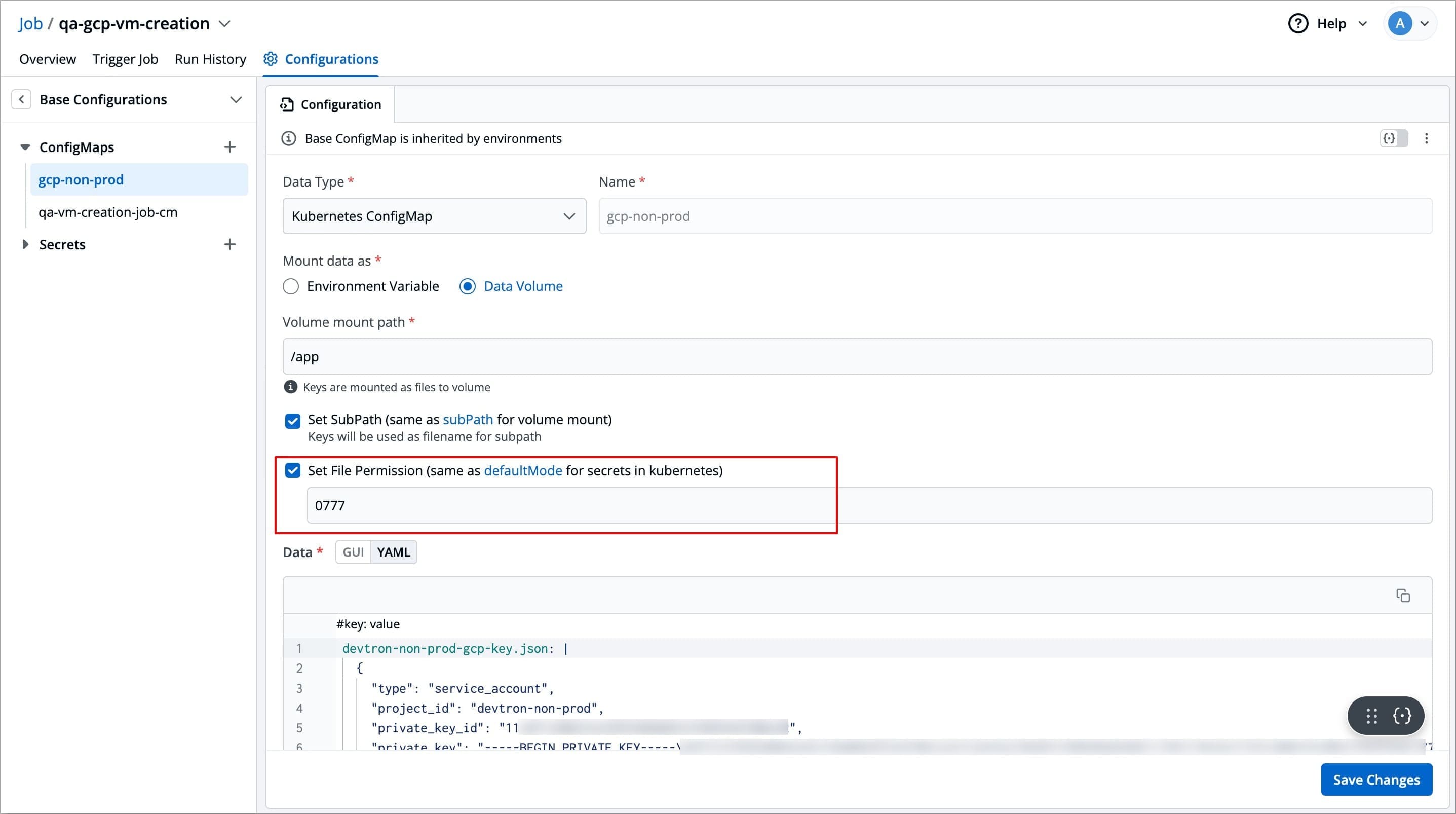 Figure 12: Setting File Permission