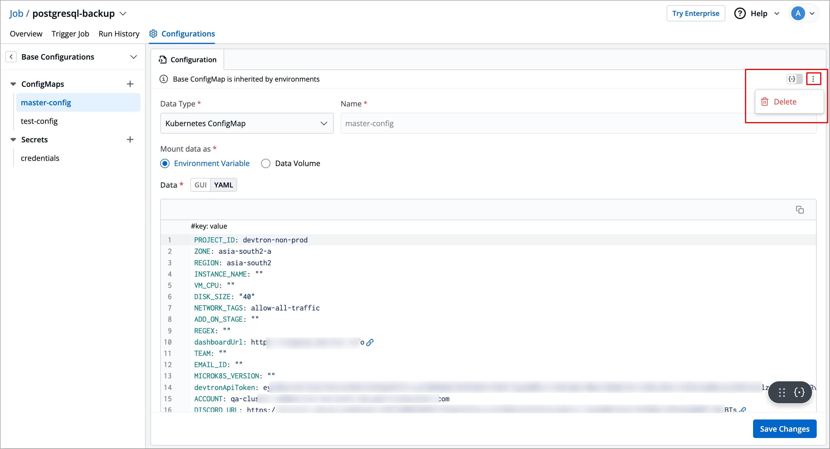 Figure 11: Deleting Override
