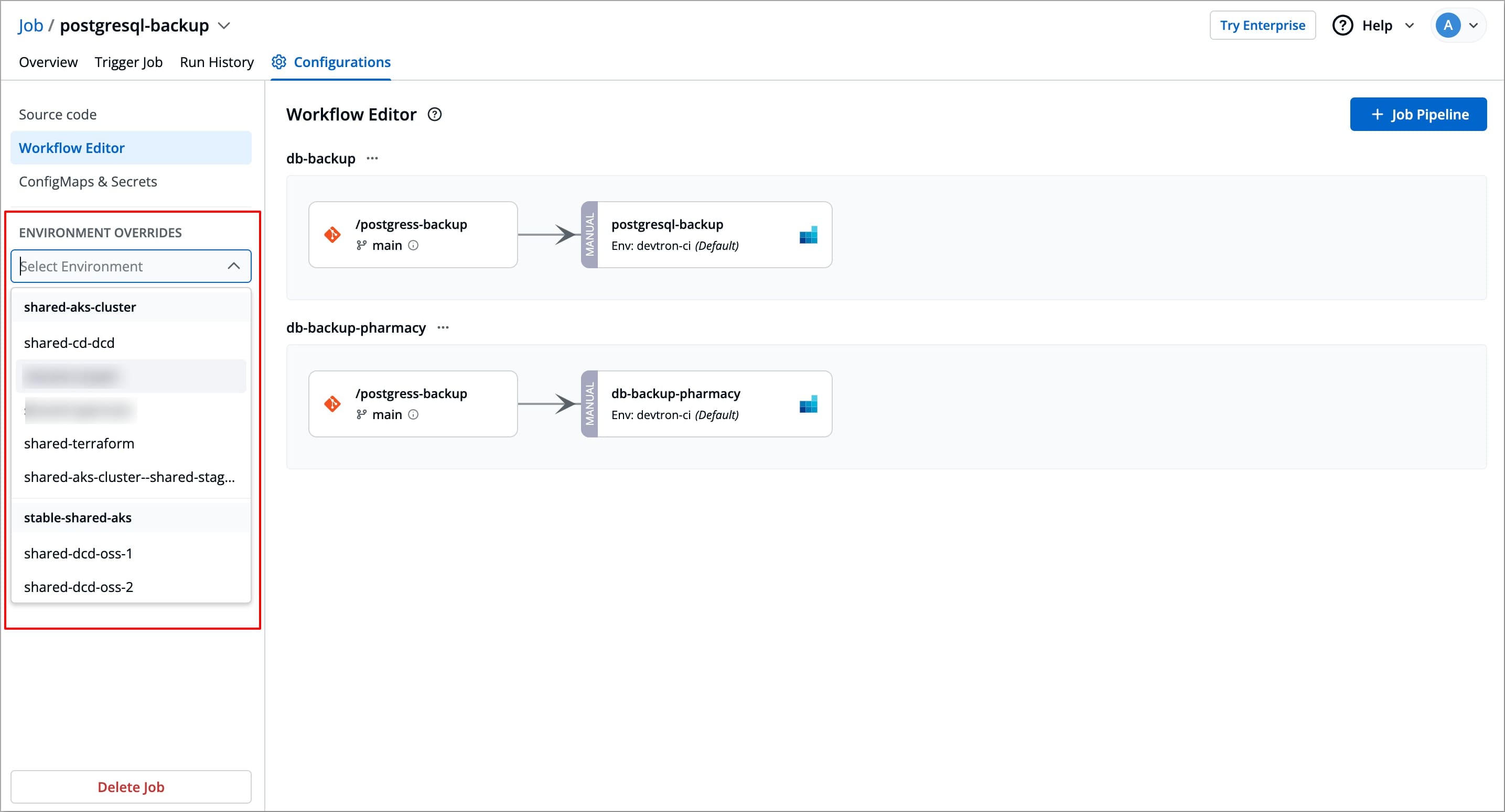 Figure 2: Adding Environment