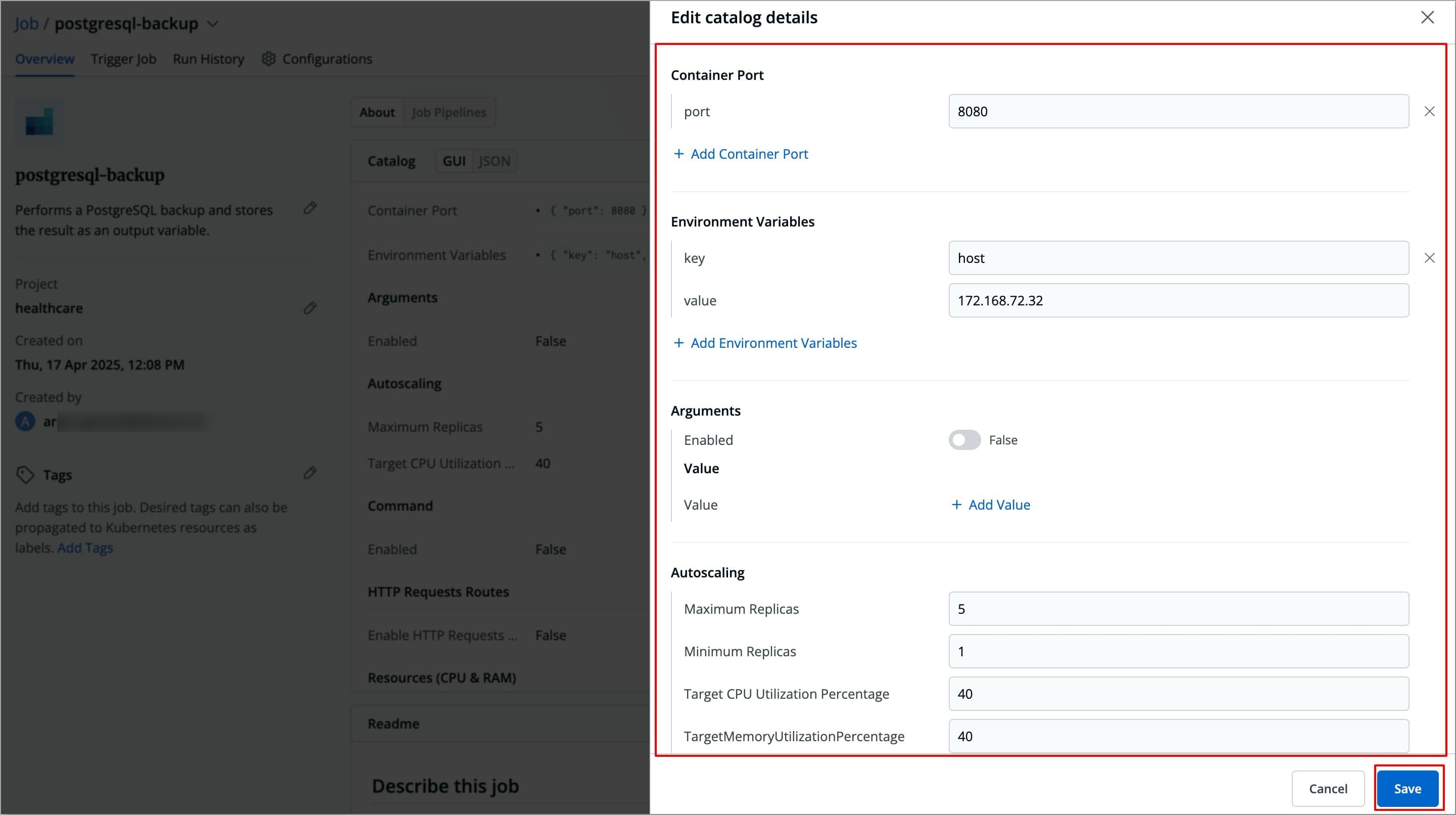 Figure 7: Editing Catalog