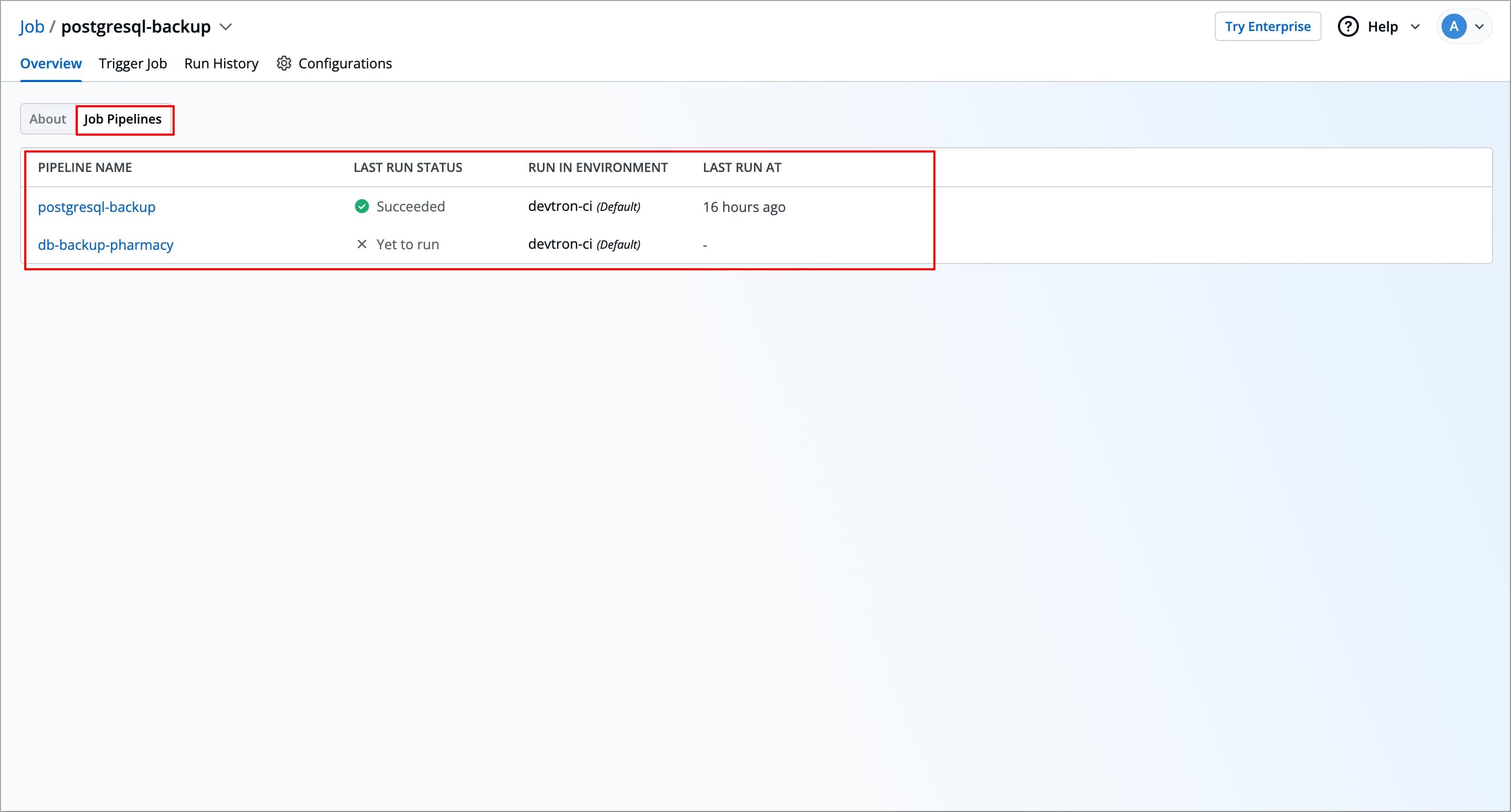 Figure 9: Job Pipelines