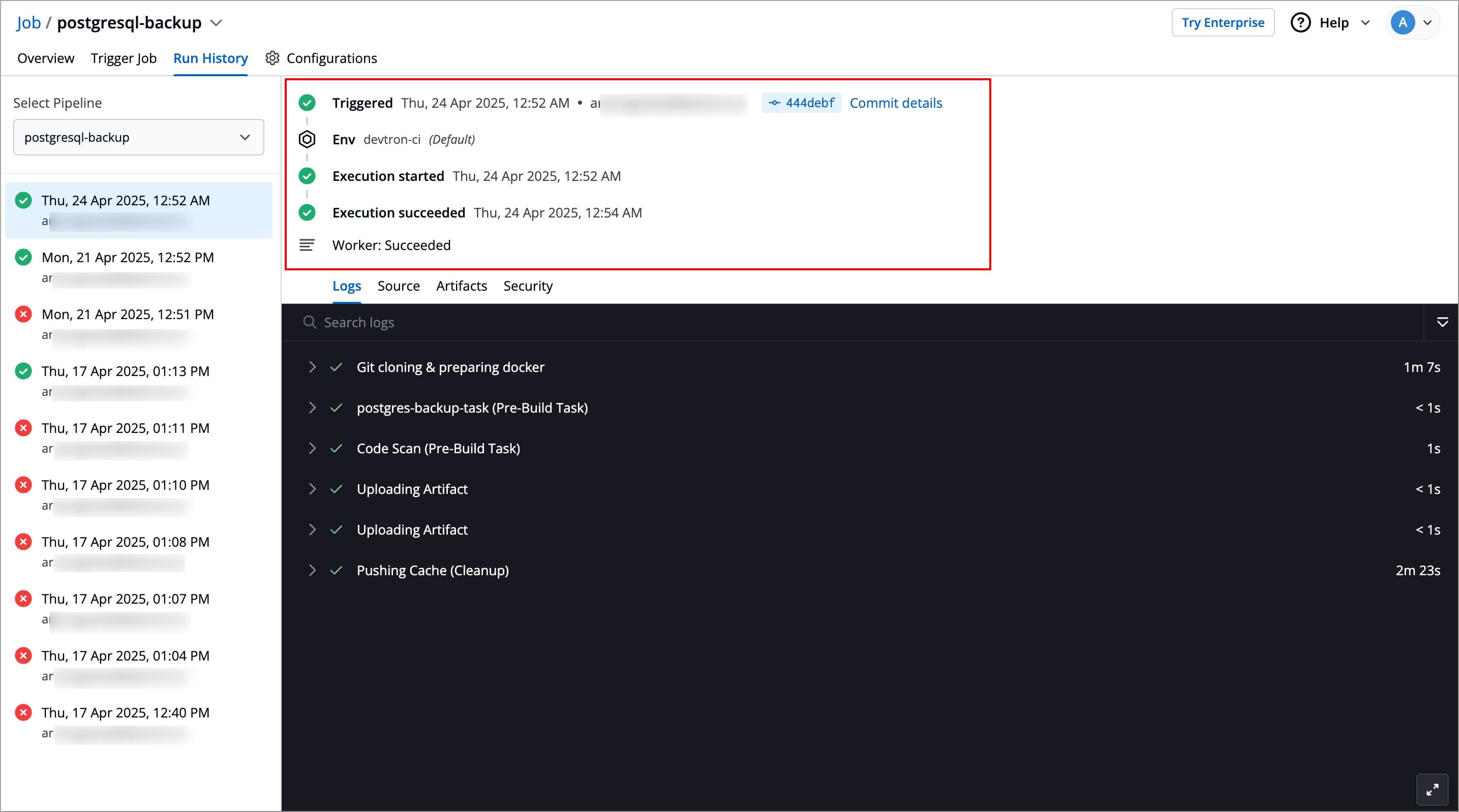 Figure 3: Execution's details