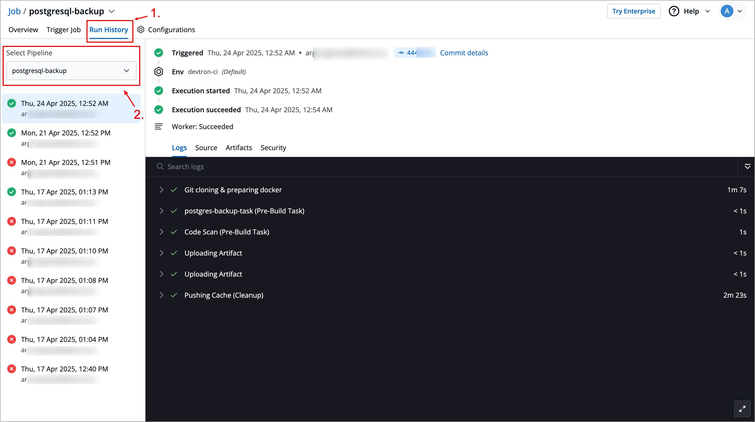 Figure 1: Selecting Pipeline