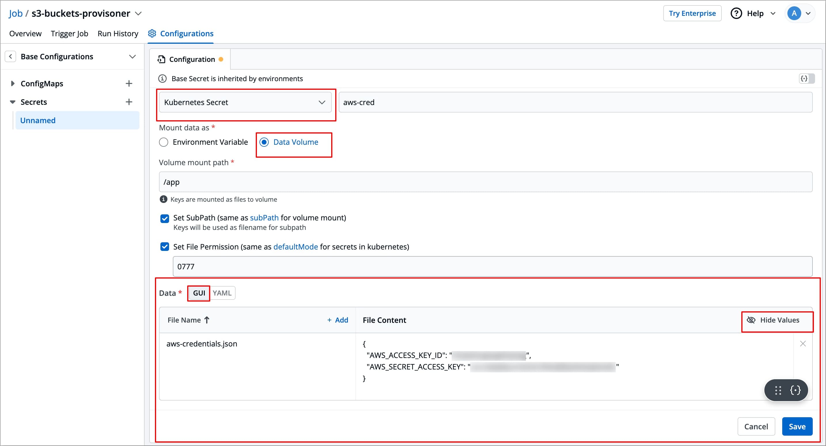 Figure 13: Entering Data in 'GUI' Mode