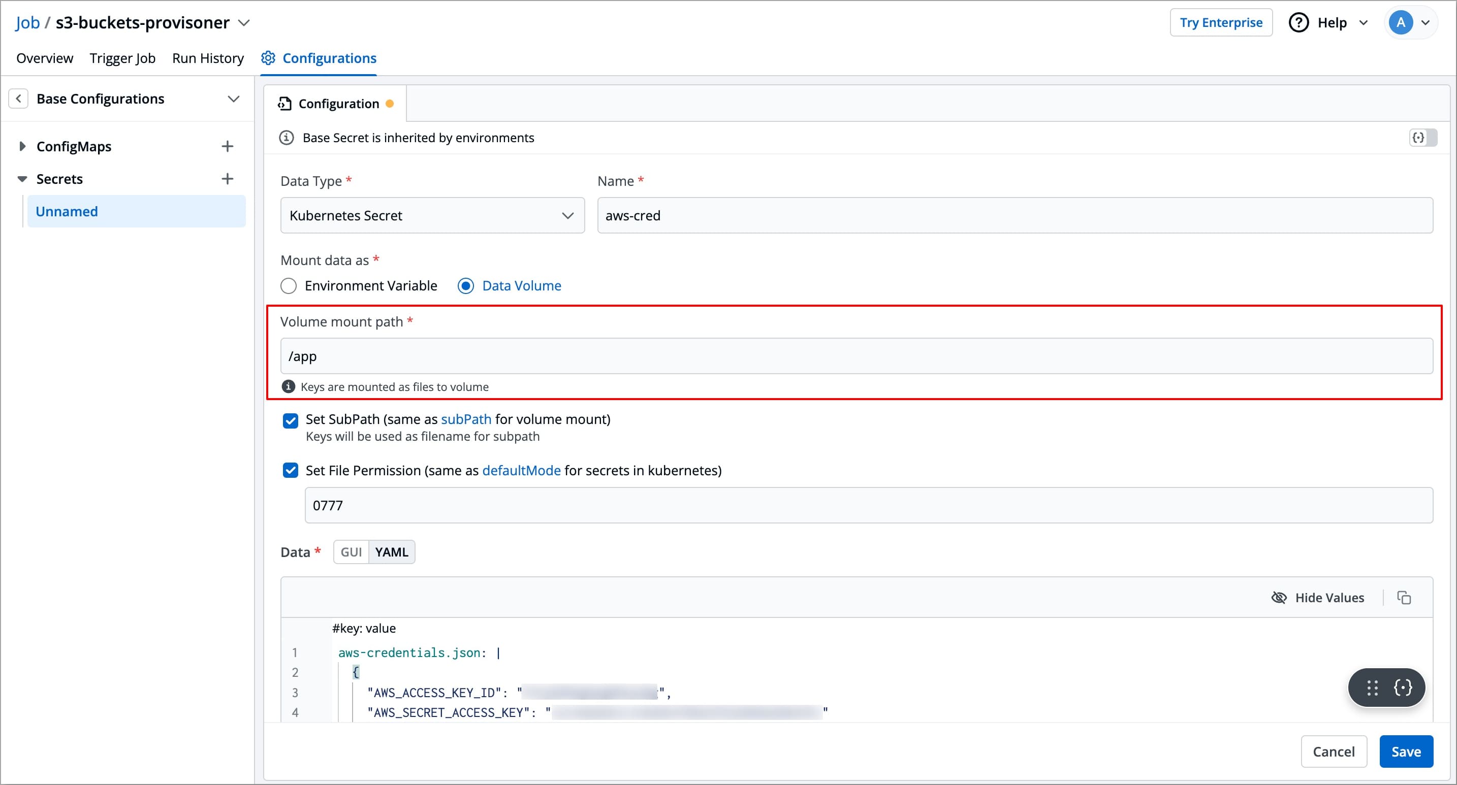 Figure 10: Volume Mount Path