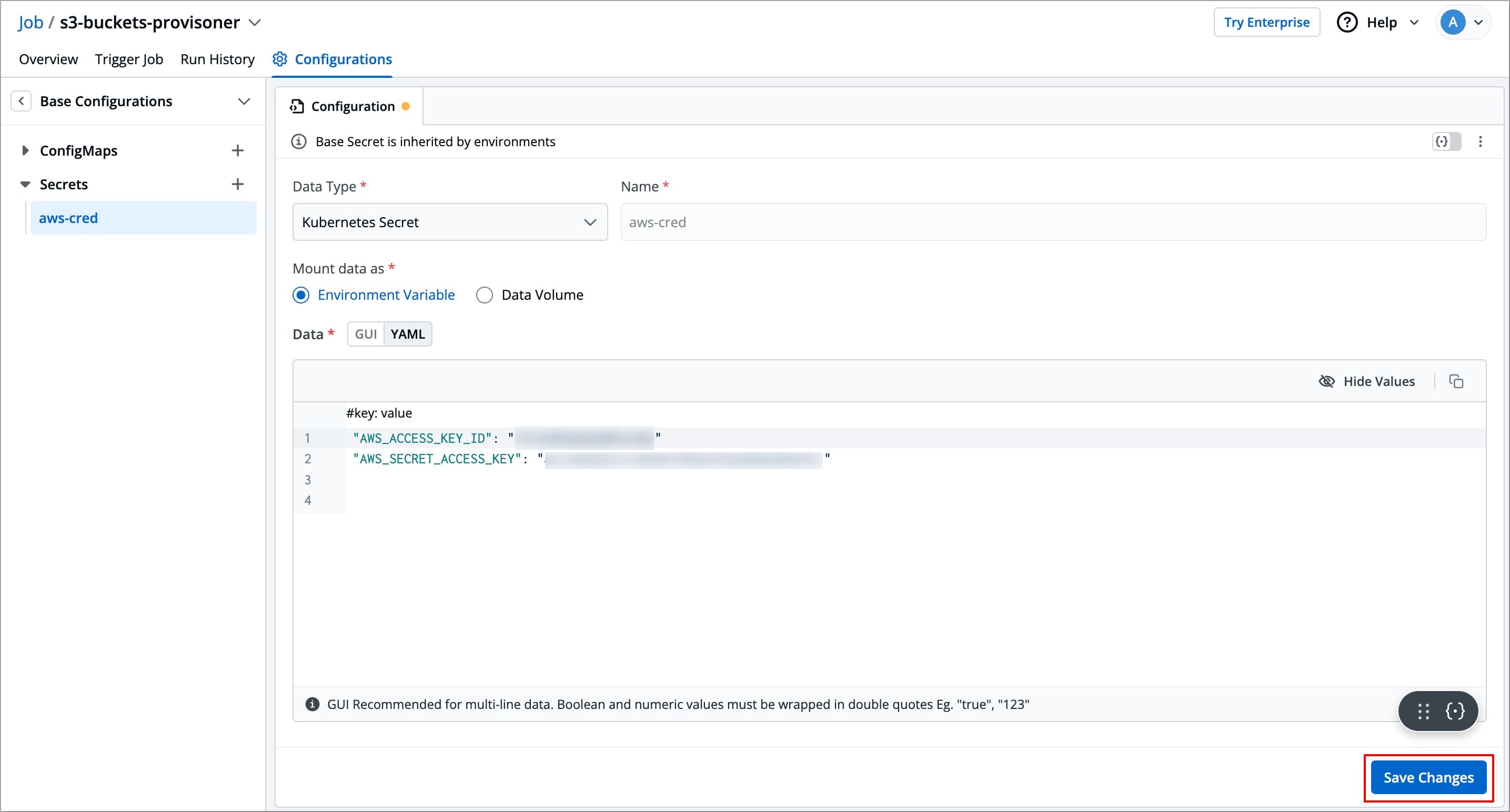 Figure 16: Updating Secret