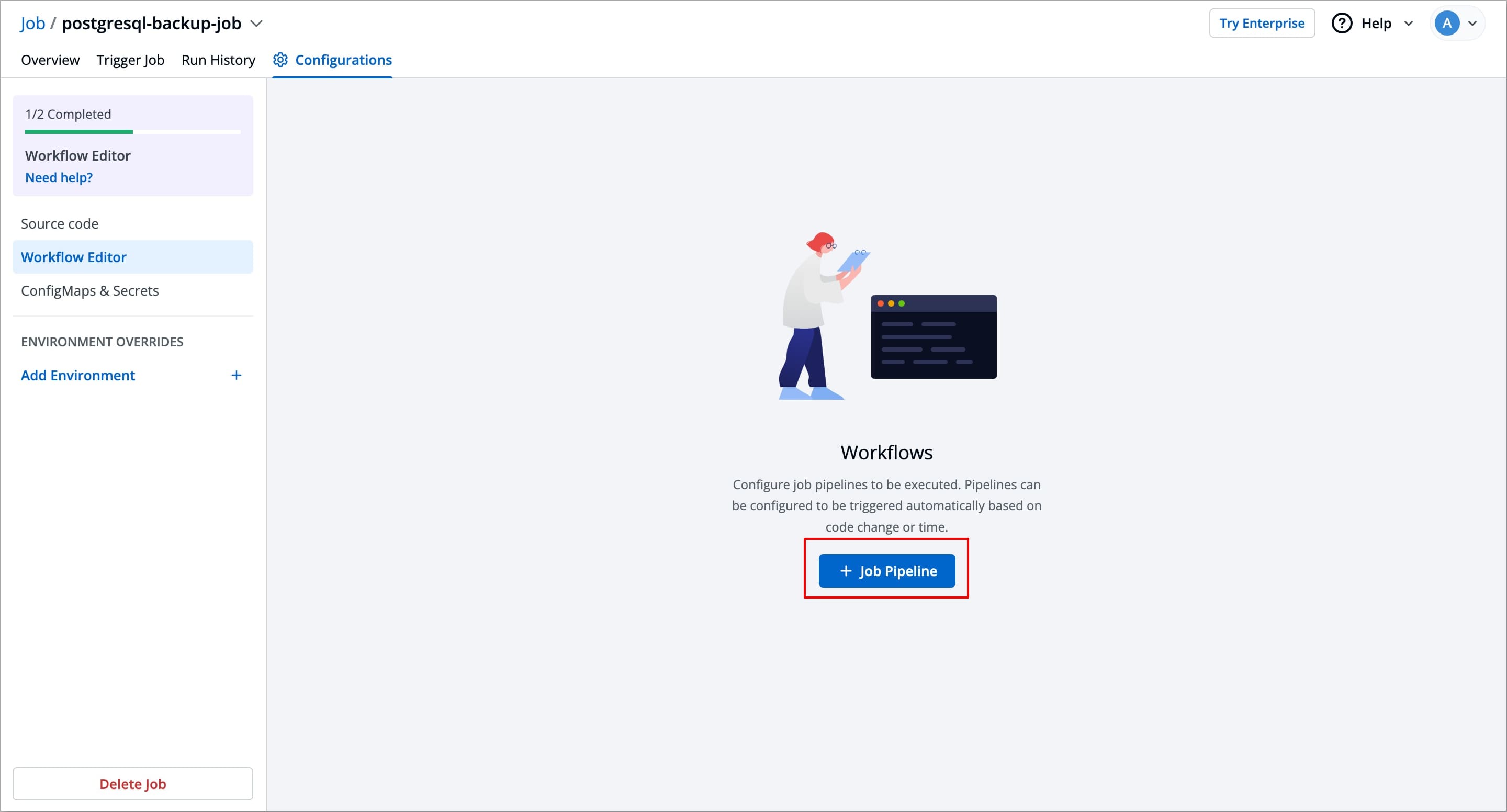 Figure 2: Adding Job Workflow