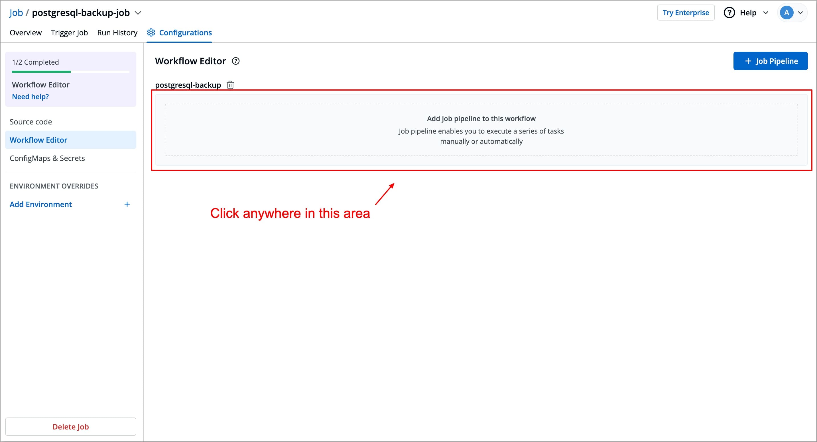 Figure 4: Job Workflow Created