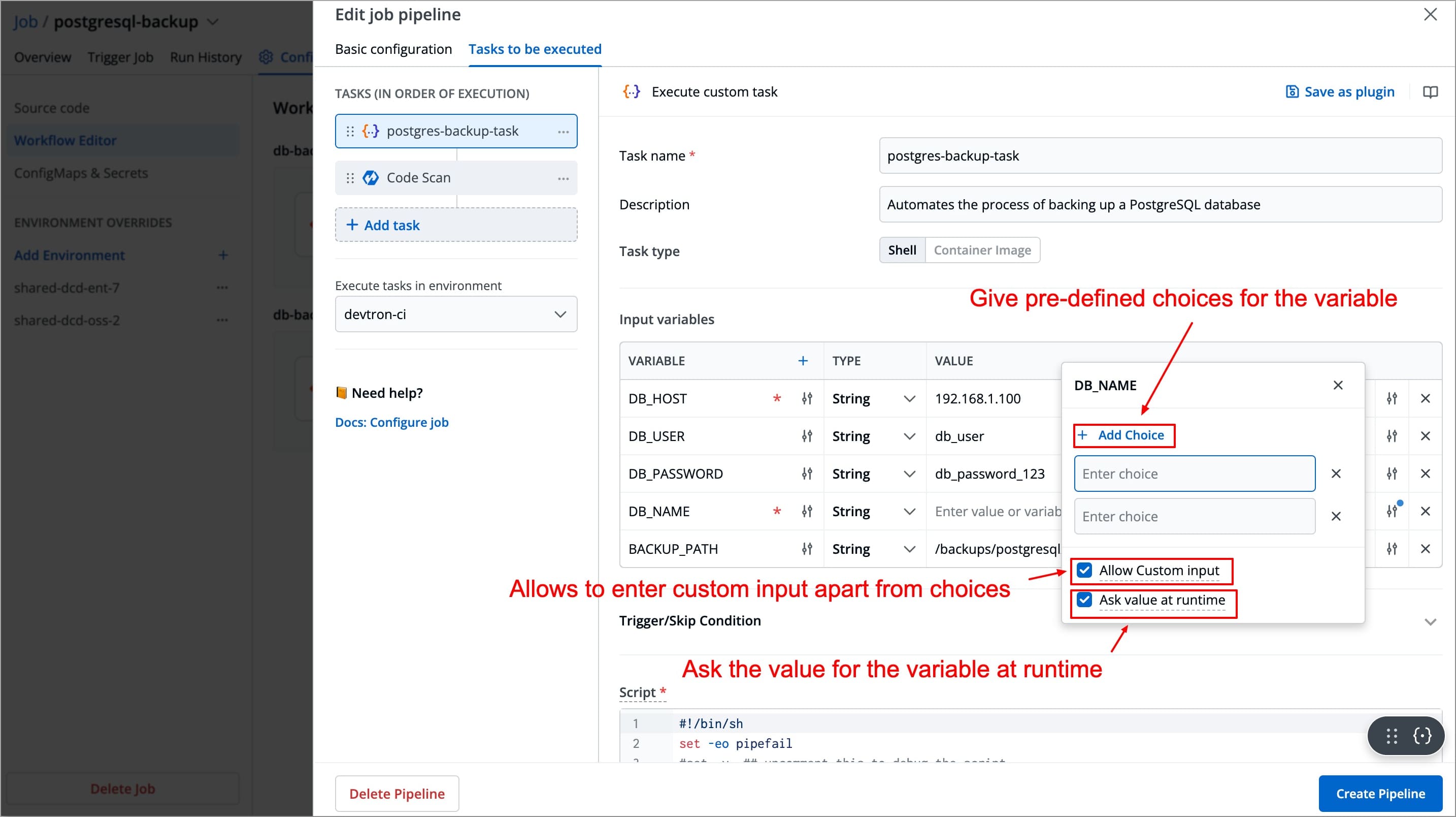 Figure 14: Adding choices