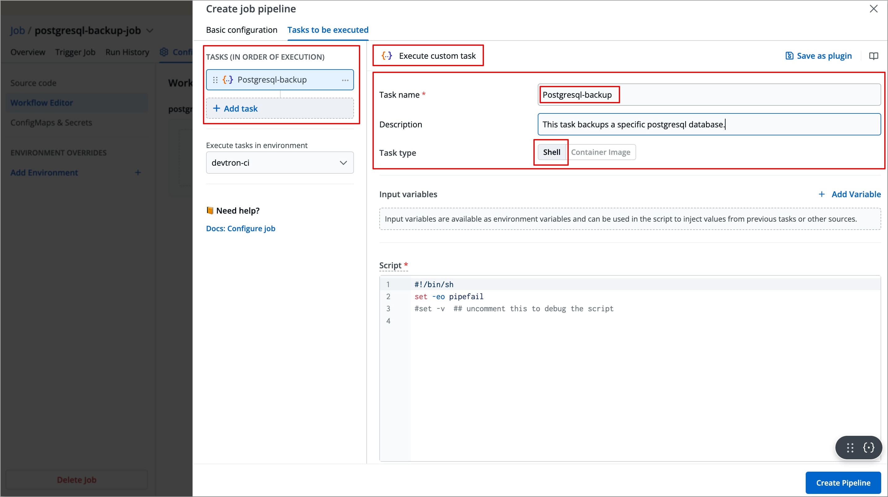 Figure 11: Executing Custom Task