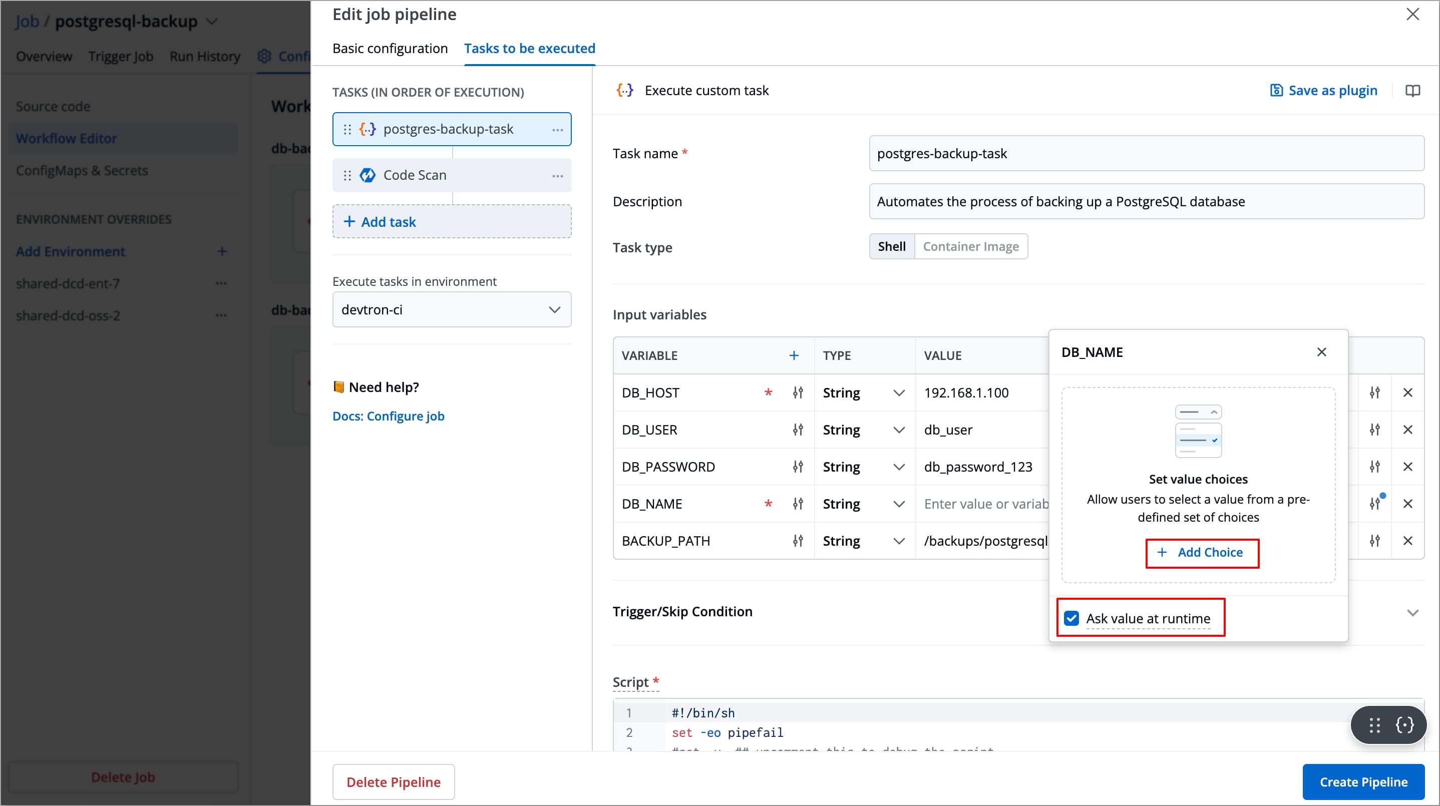 Figure 13: Value configuration