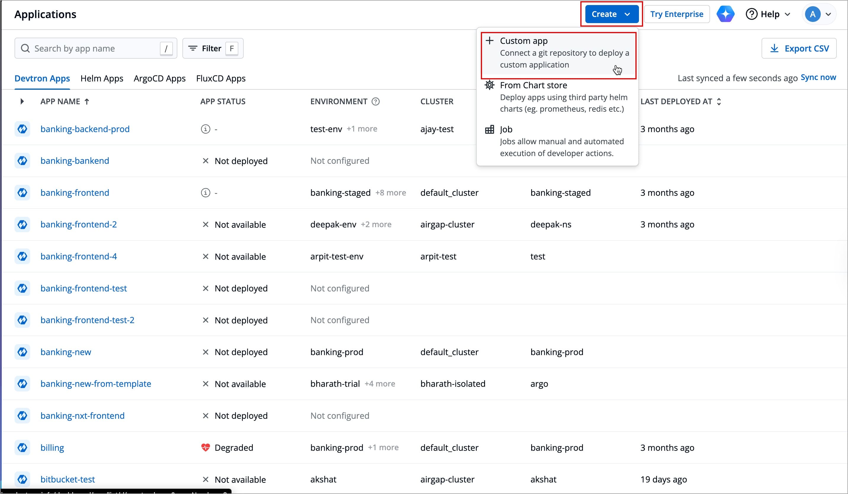 Figure 1: Clicking 'Custom app'