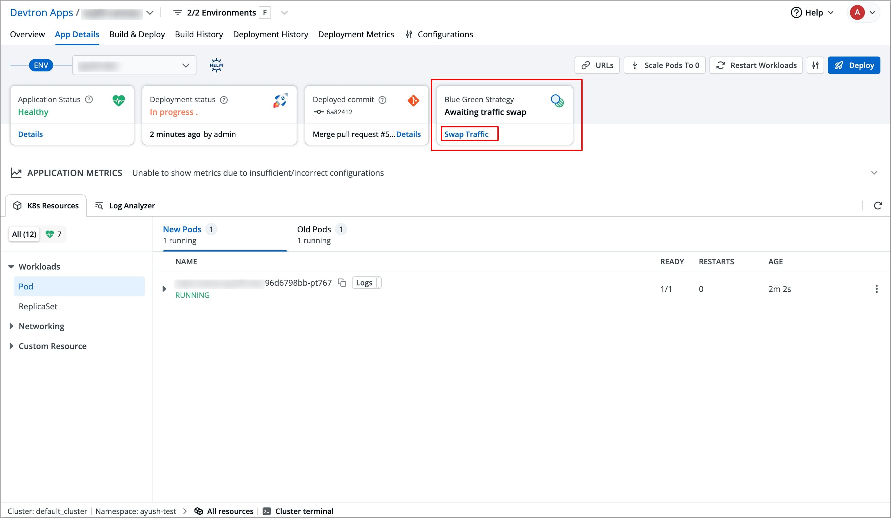 Figure 3: Selecting Swap Traffic