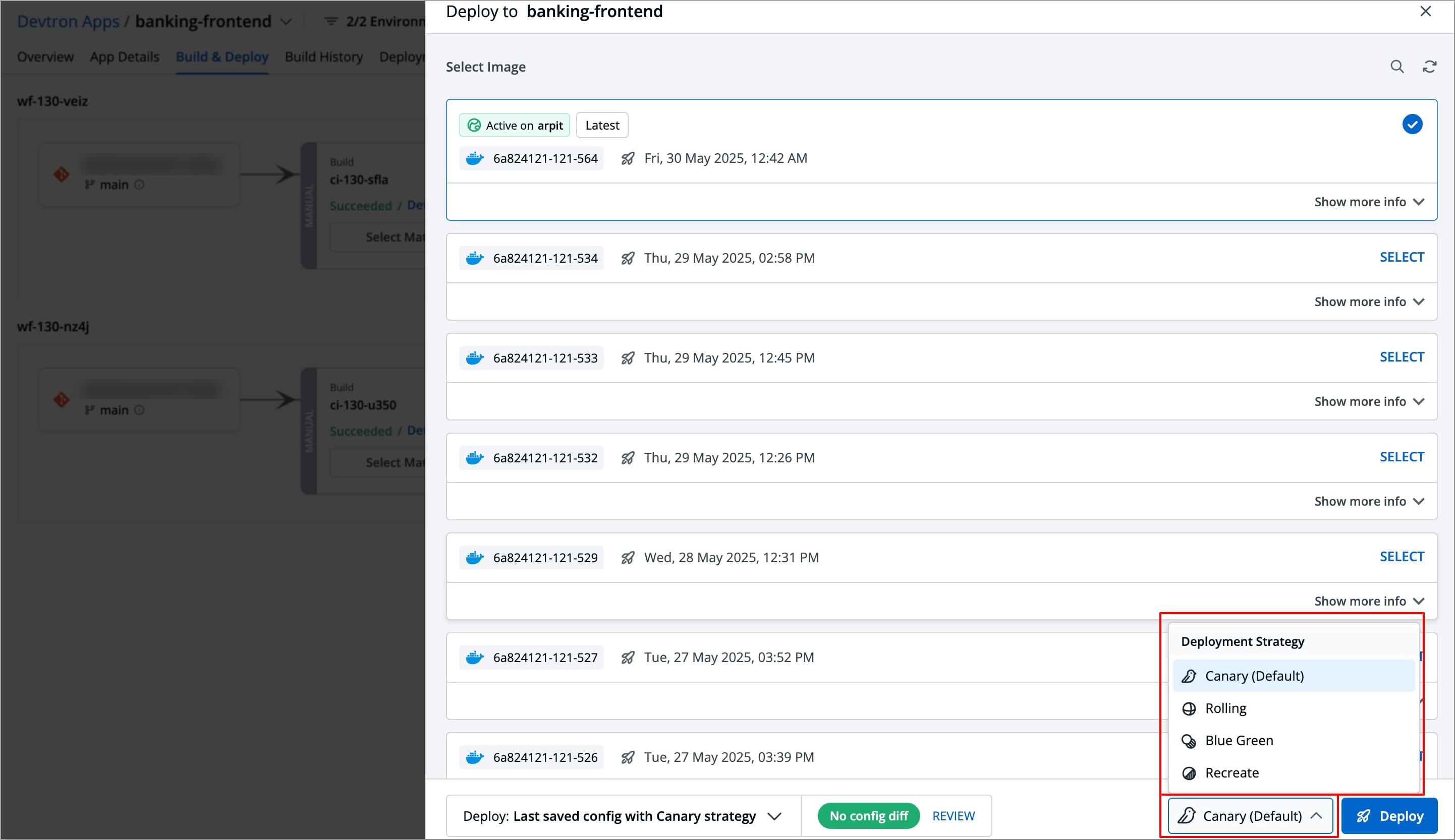 Figure 4: Selecting Deployment Strategy