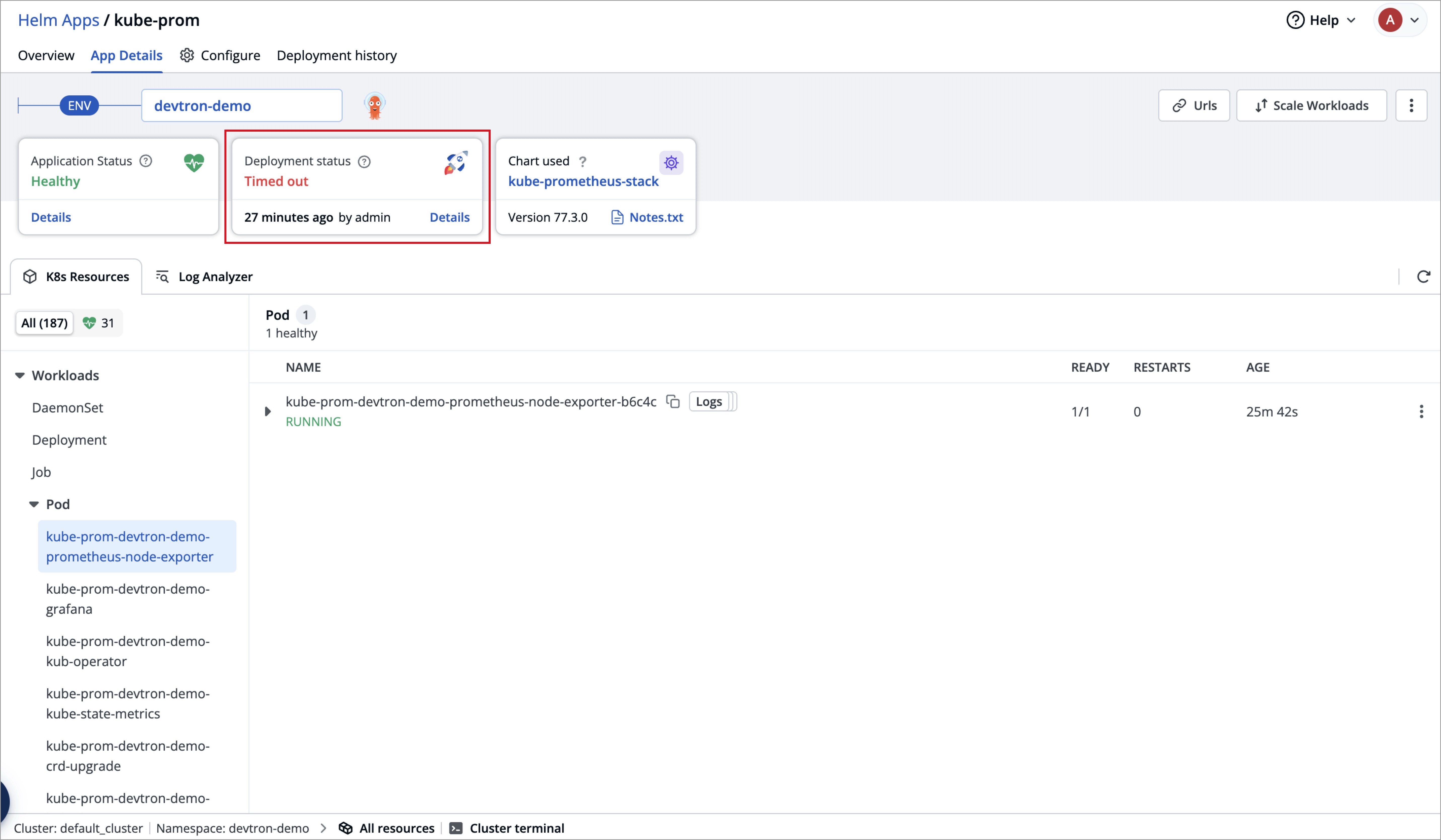 Figure 11a: Deployment Timed Out