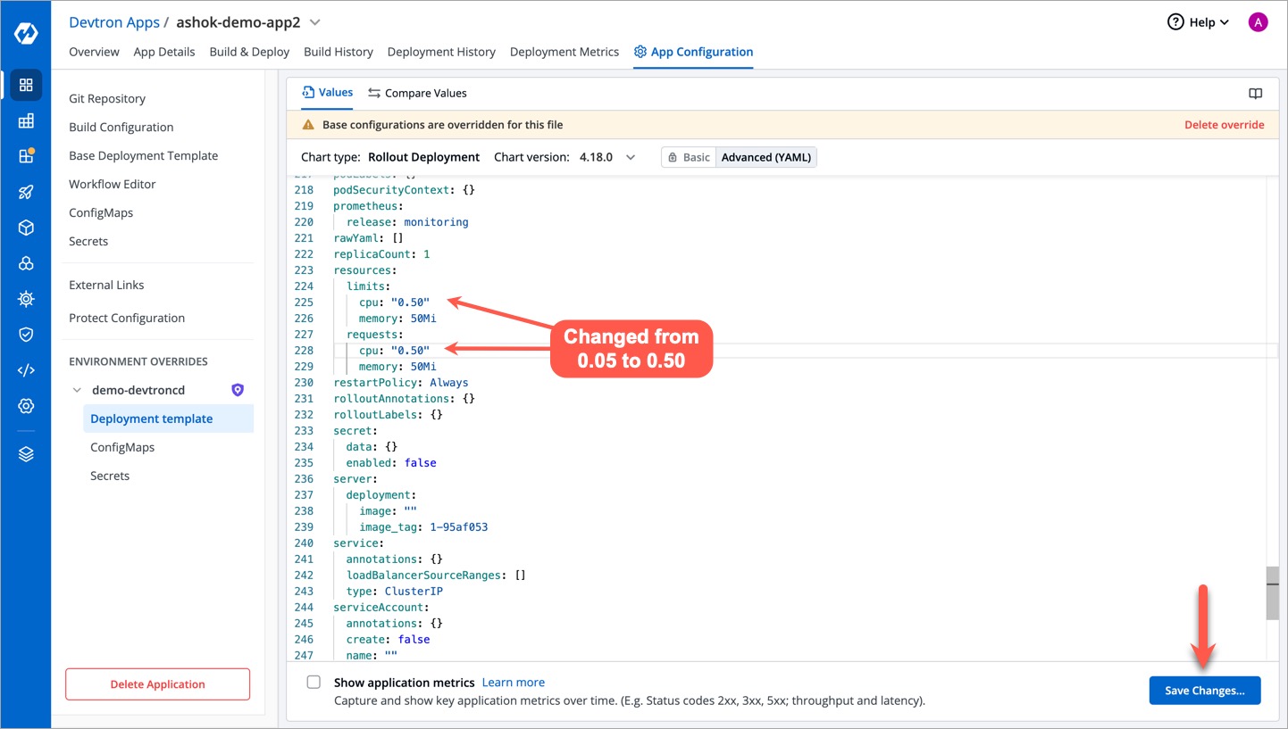 Figure 3: Changed Values