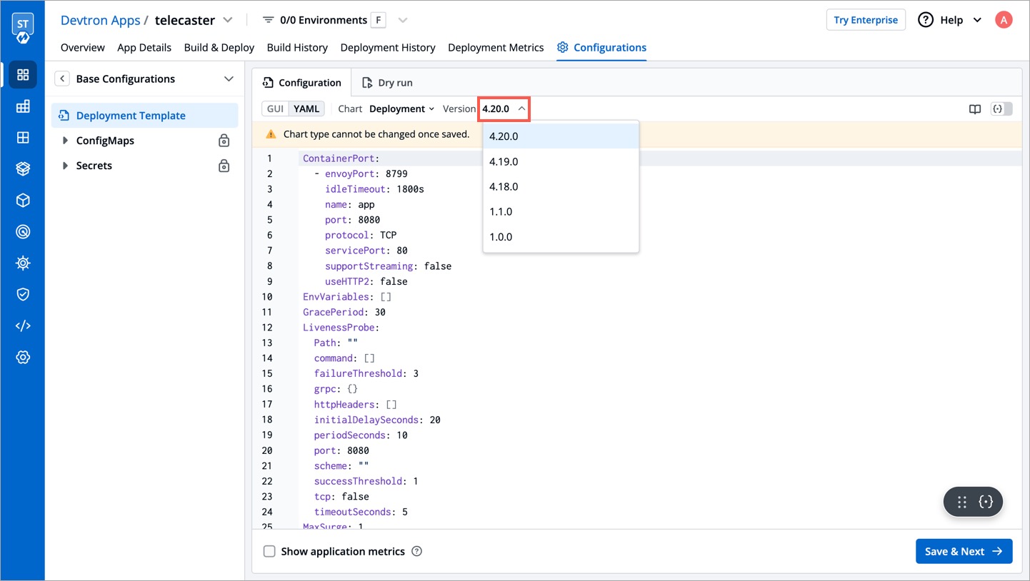 Figure 6: Choosing the Chart Version