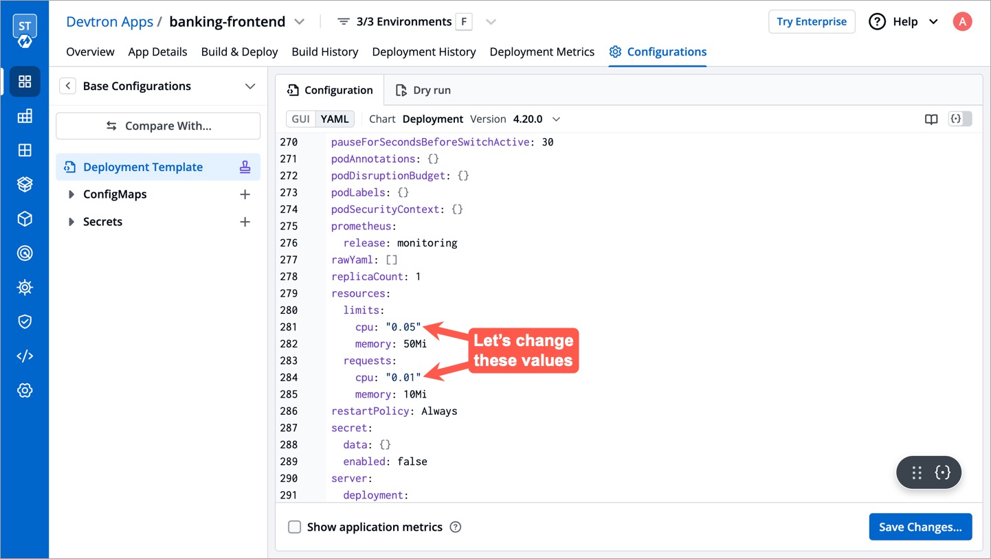 Figure 14: Selecting Values to Change