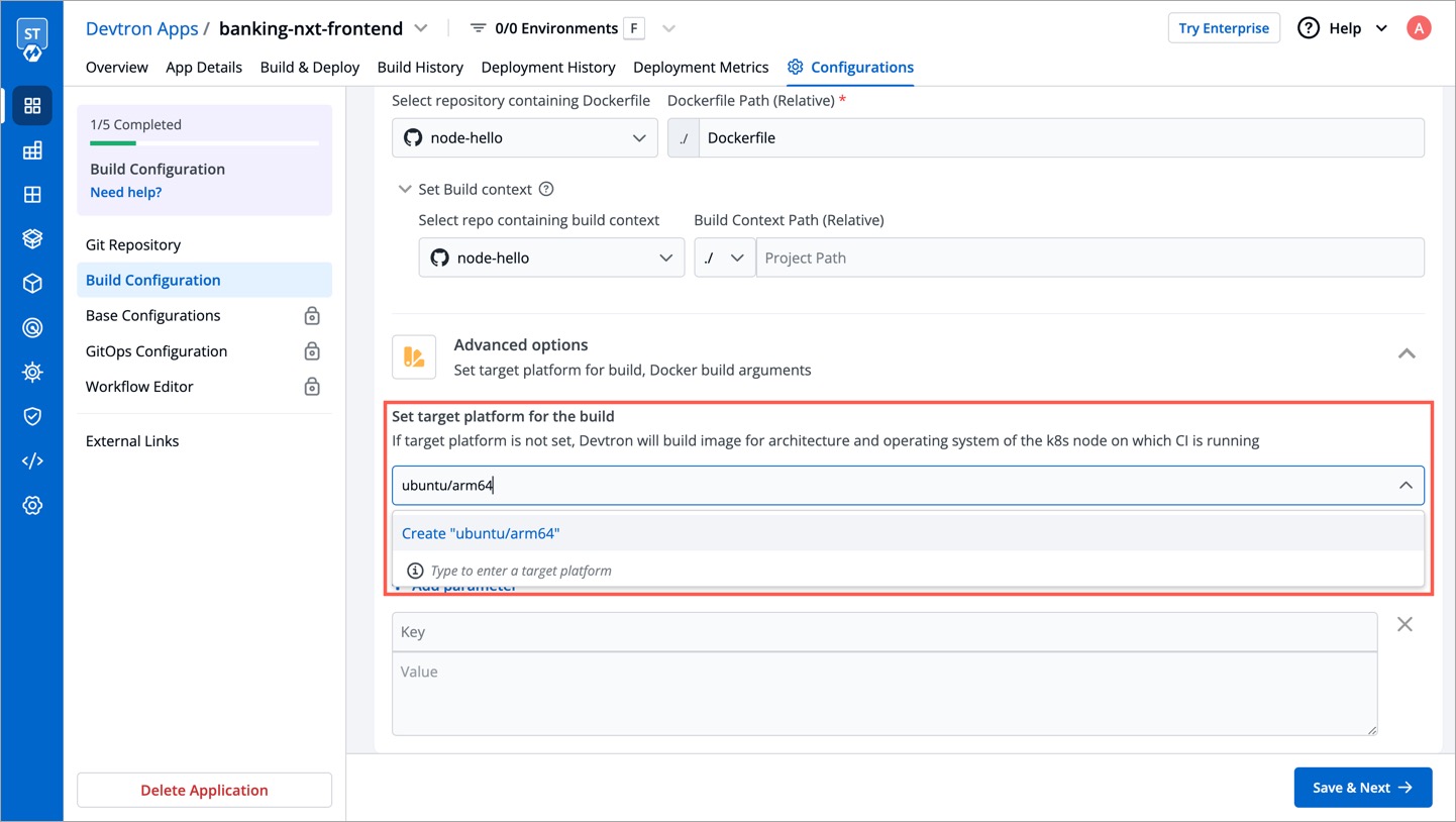 Select custom target platform