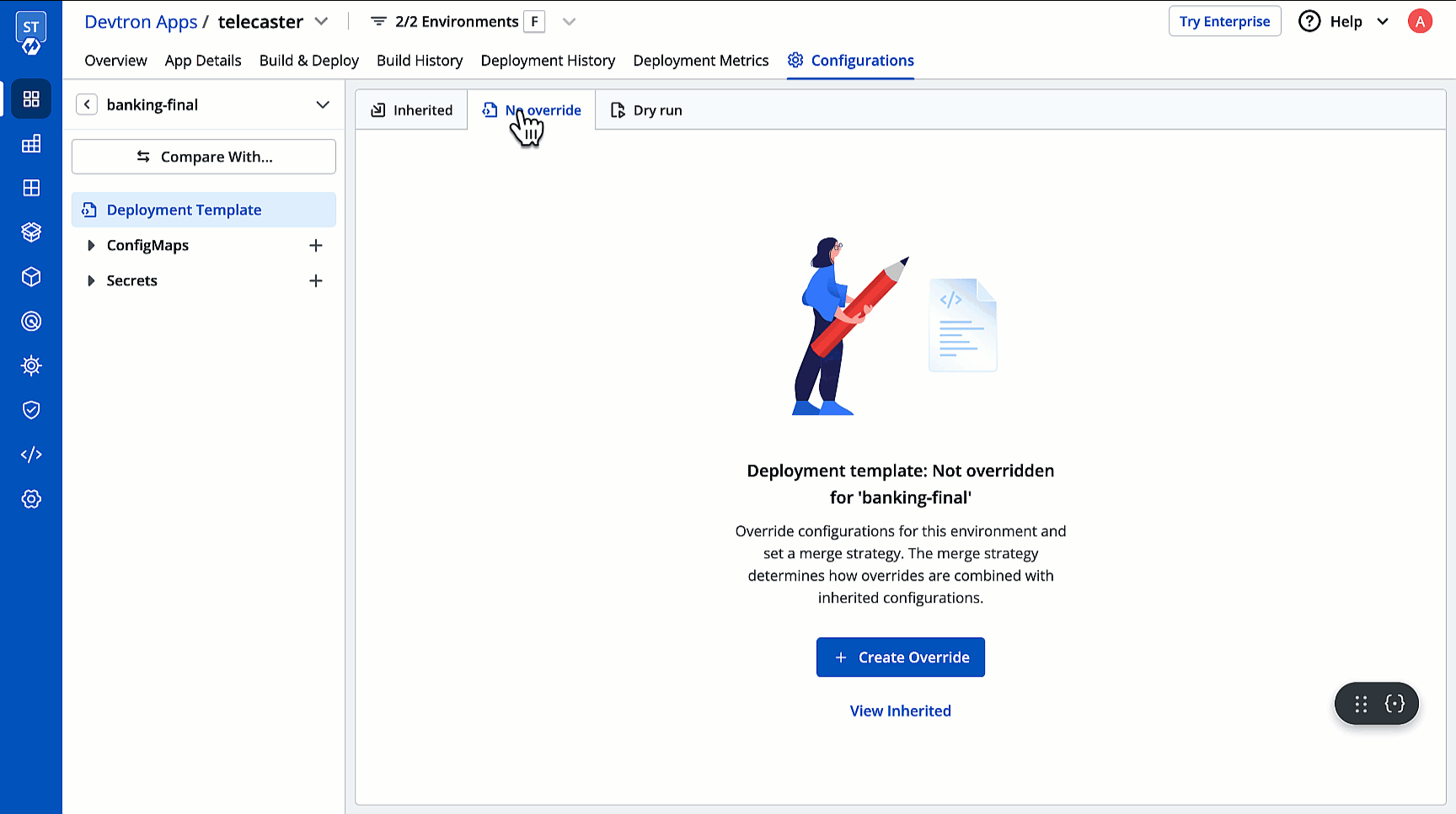 Figure 7: Creat Override Button