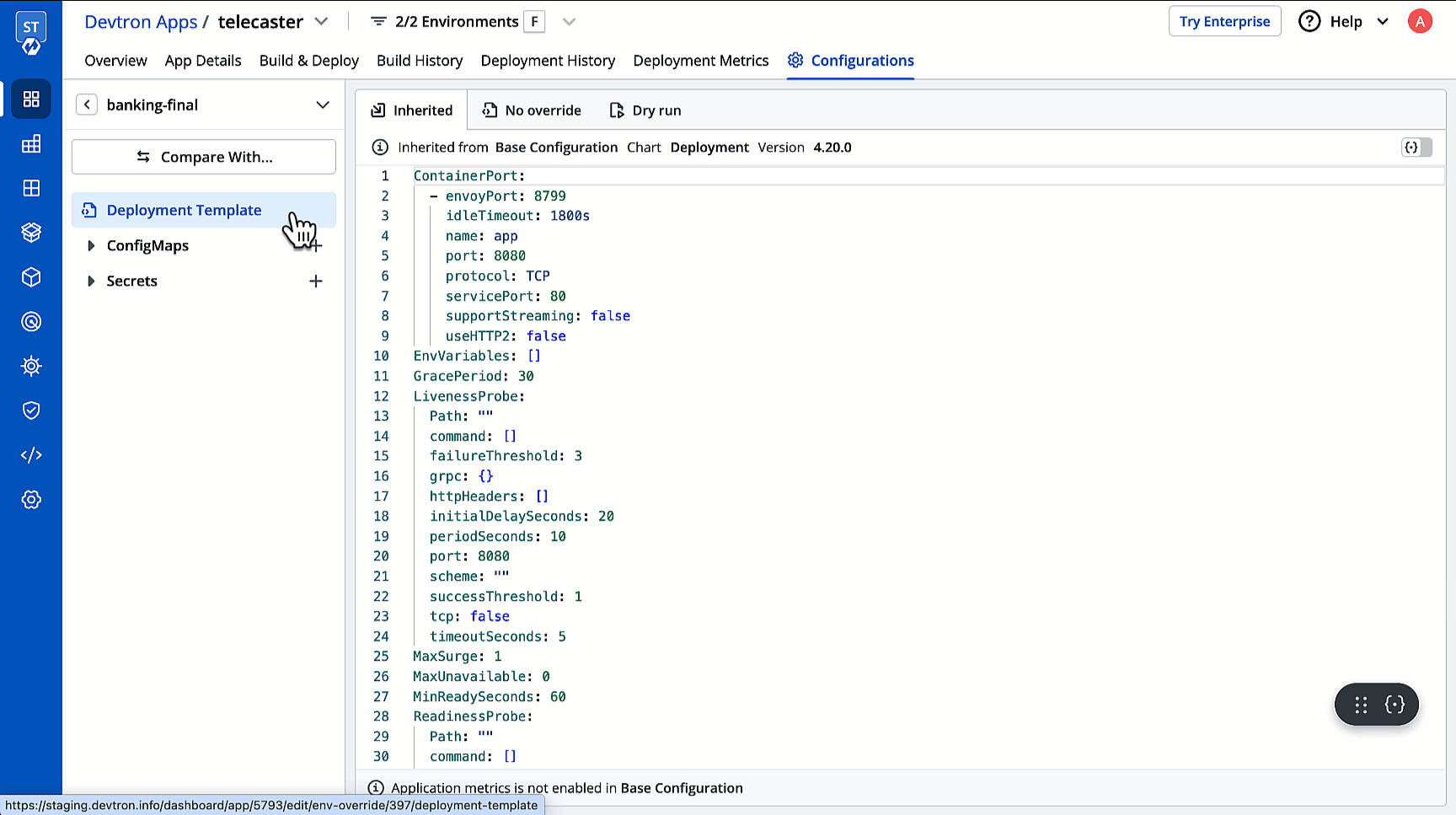 Figure 5: Inherited Deployment Template
