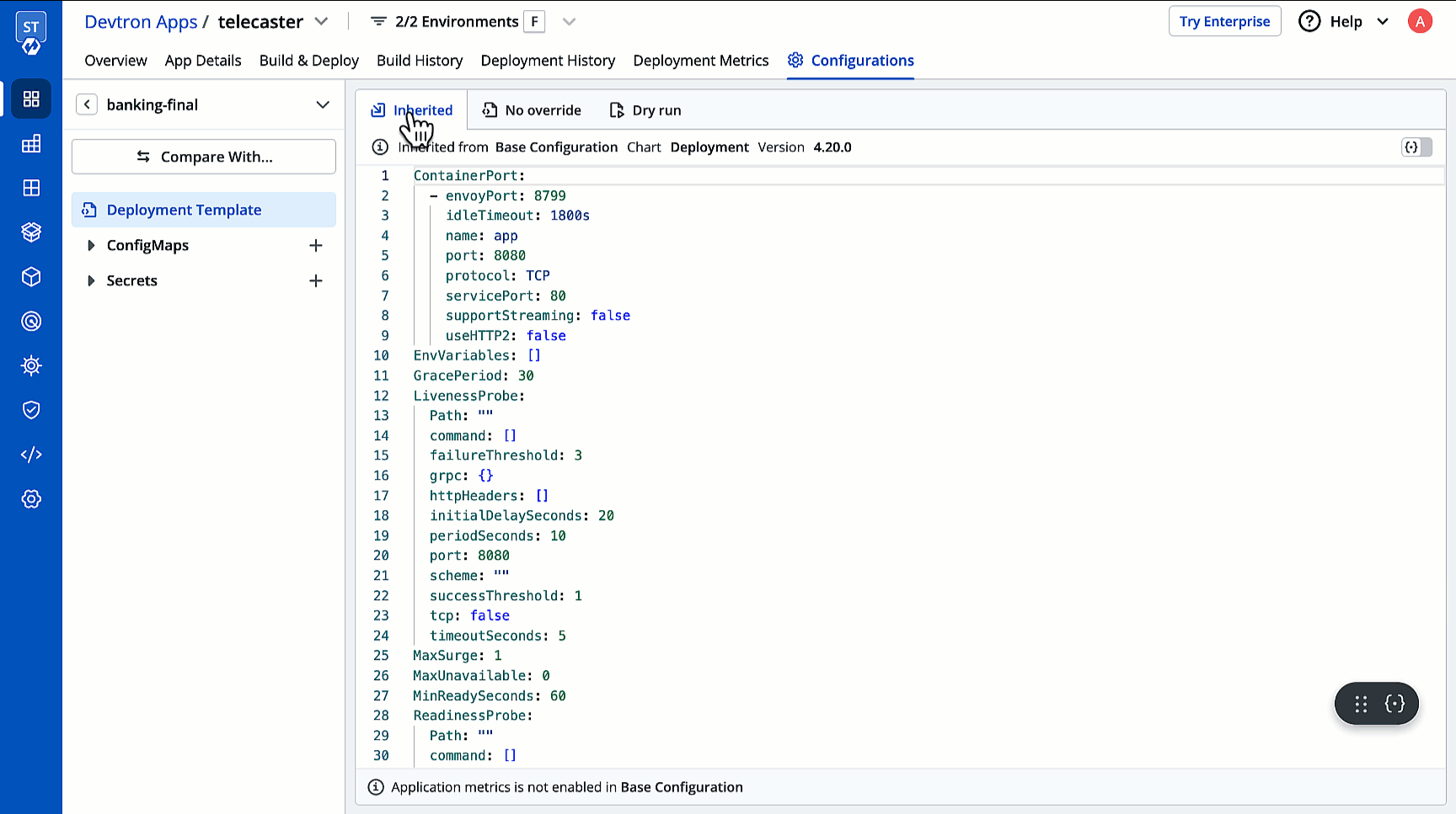 Figure 6: No Override Tab