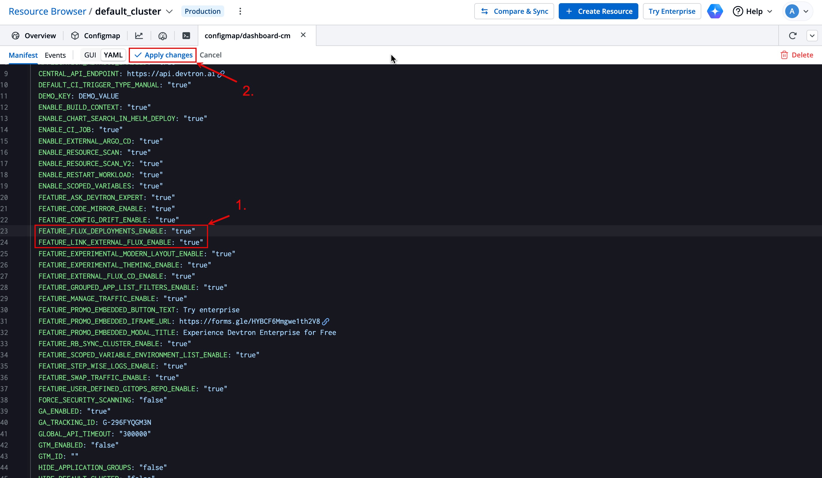 Figure 5: Adding Feature Flags