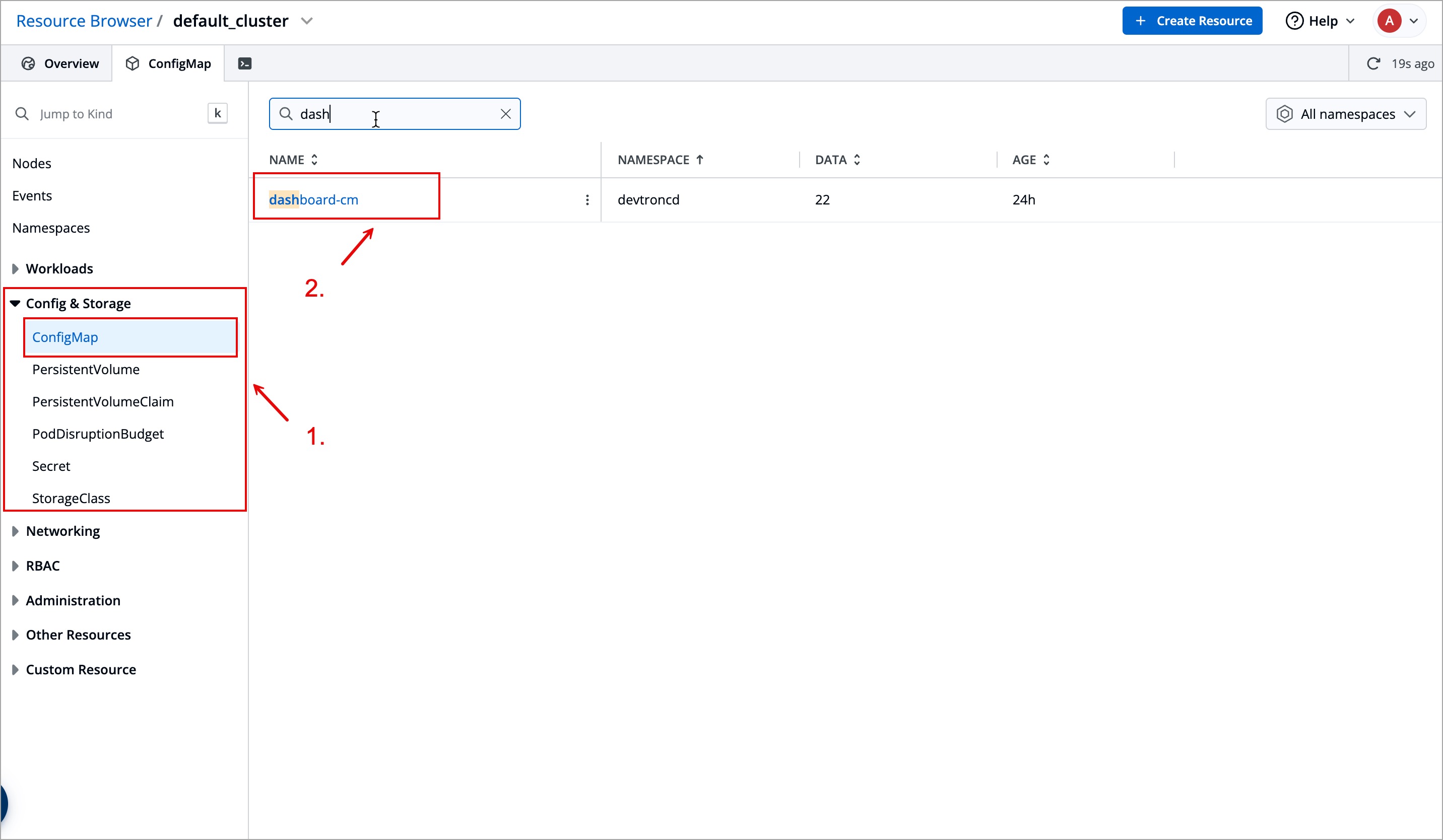 Figure 3: Clicking 'dashboard-cm'