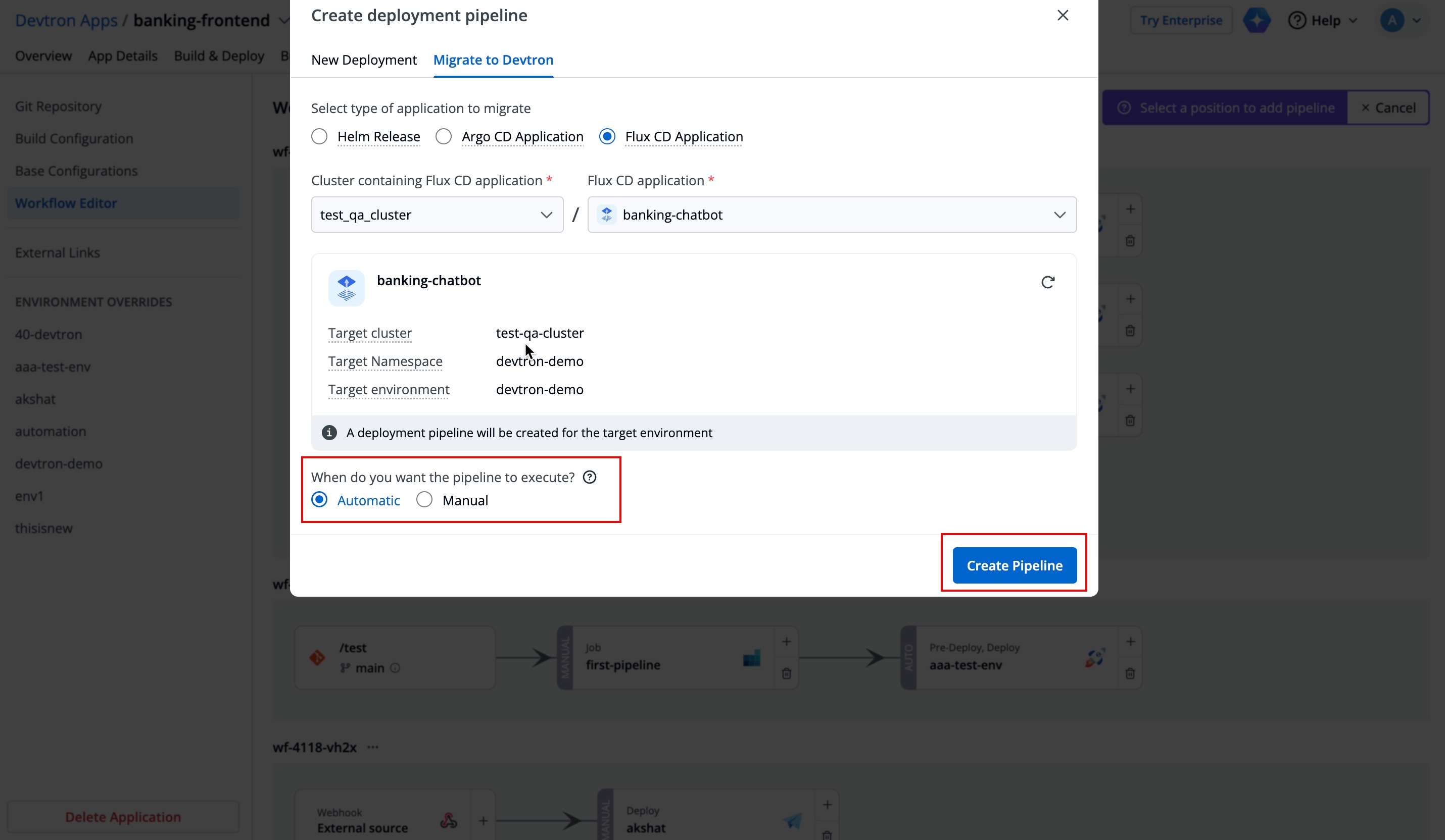 Figure 31: Creating CD Pipeline for Flux CD App