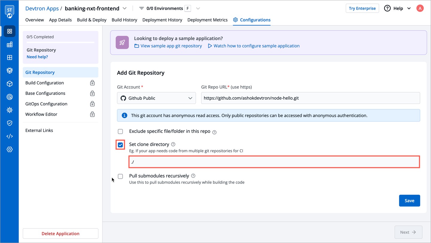 Figure 8: Clone Directory Option