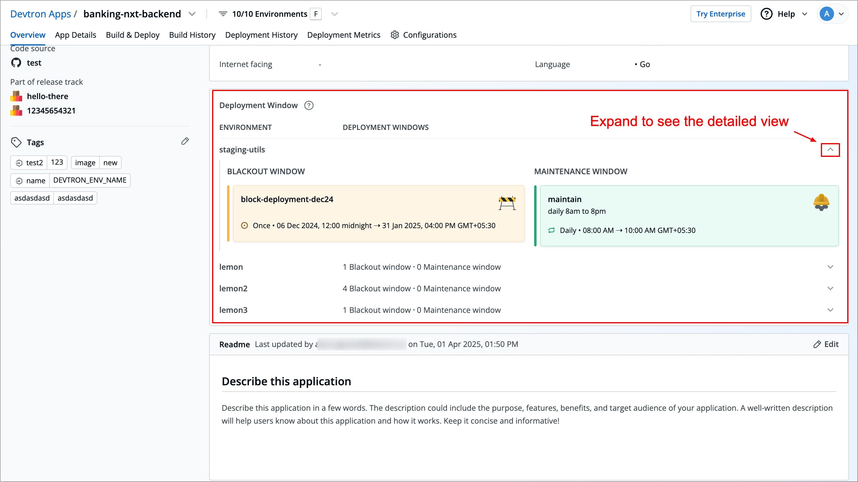 Figure 5: Deployment Window