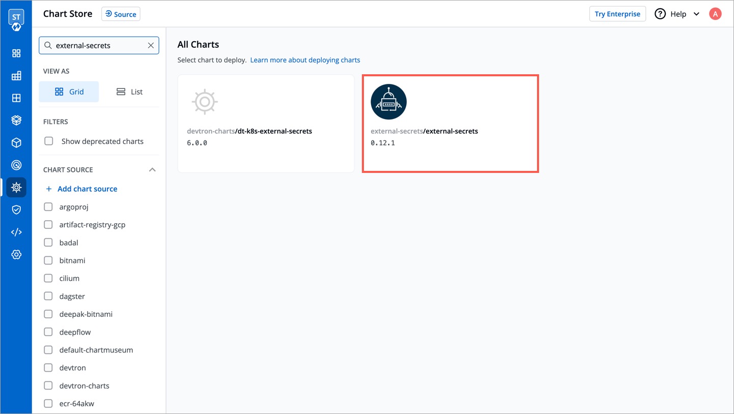 Figure 10: Searching External Secrets Chart