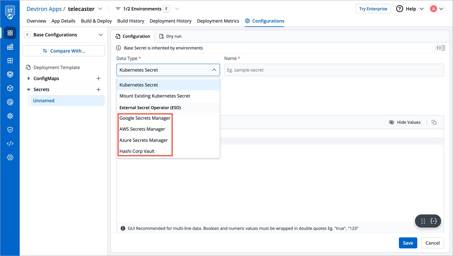 List of External Secrets