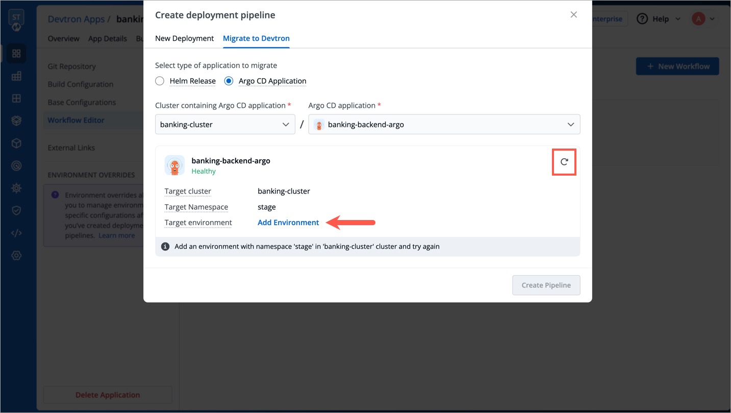 Figure 22: Adding Environment to Target