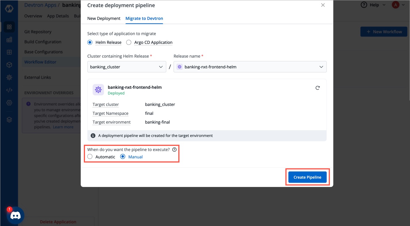 Figure 20: Creating CD Pipeline for Helm Release