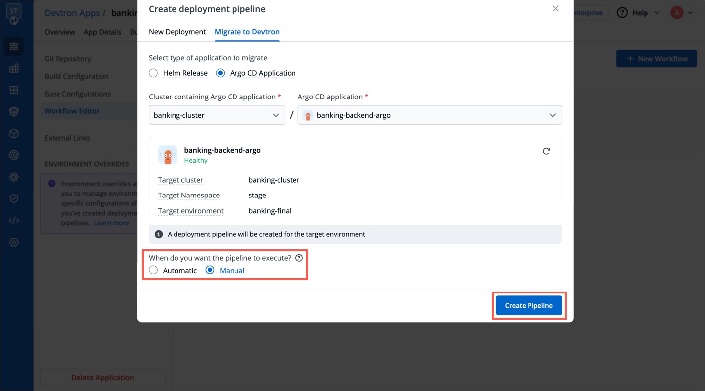 Figure 23: Creating CD Pipeline for Argo CD App