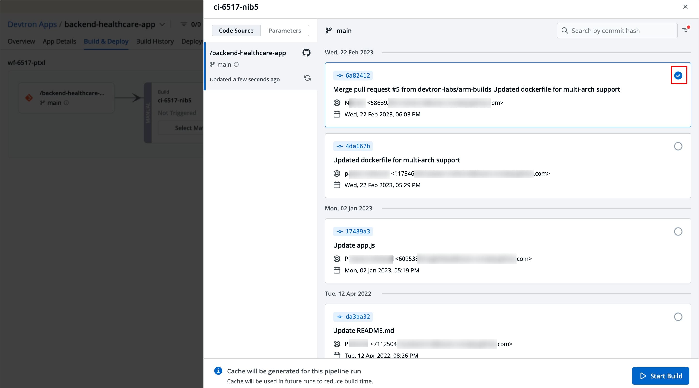 Figure 15: Selecting Git Commit