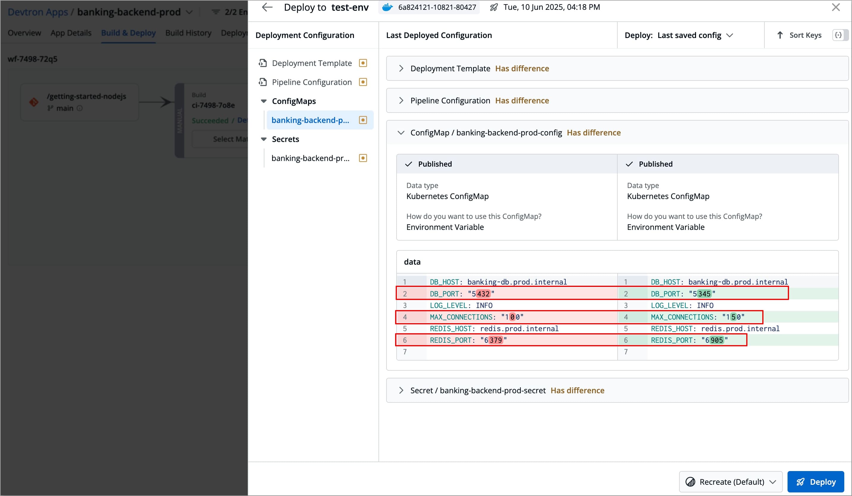 Figure 7c: Comparing ConfigMaps