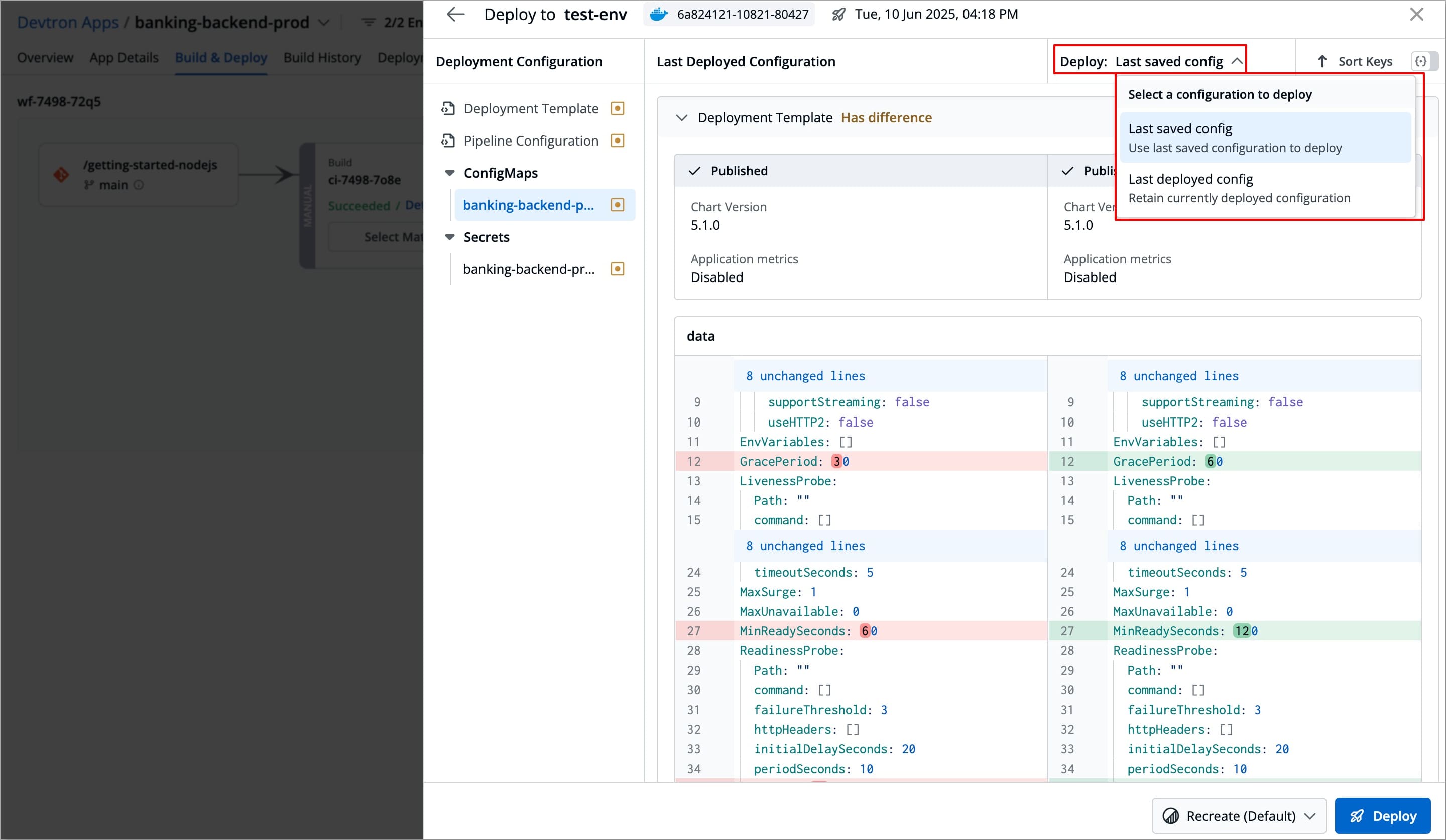 Figure 8: Selecting Configuration For Deployment