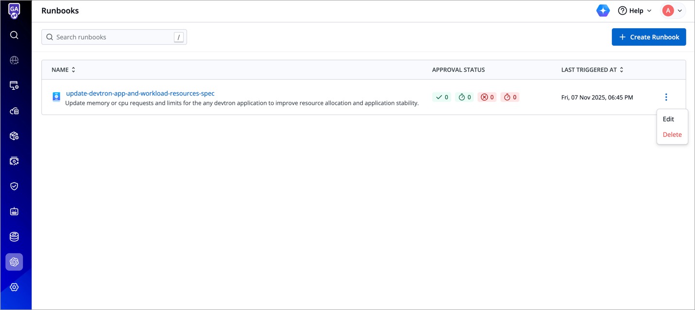 Figure 1: Runbook Listing